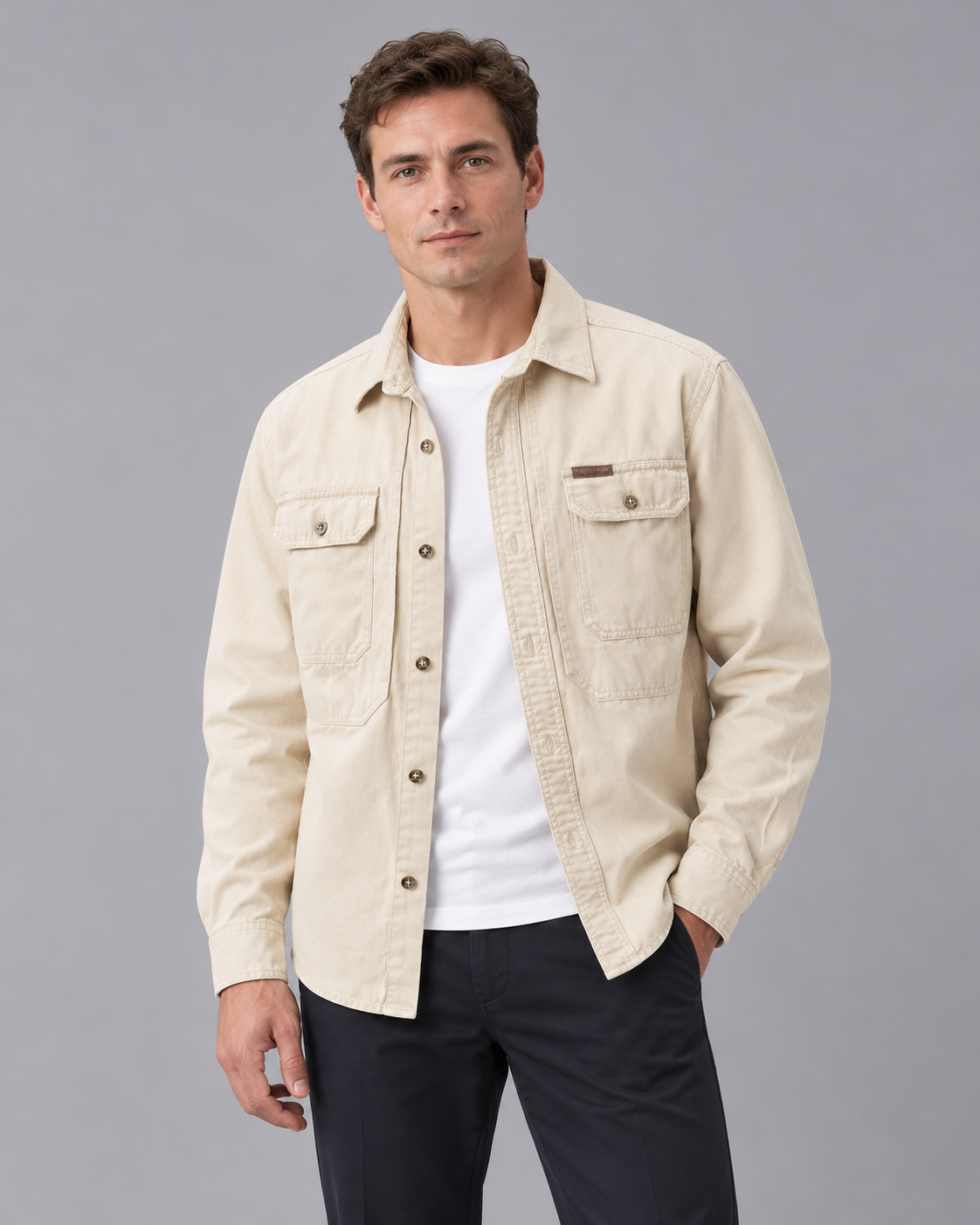 Men's Utility Overshirt with Flap Pockets