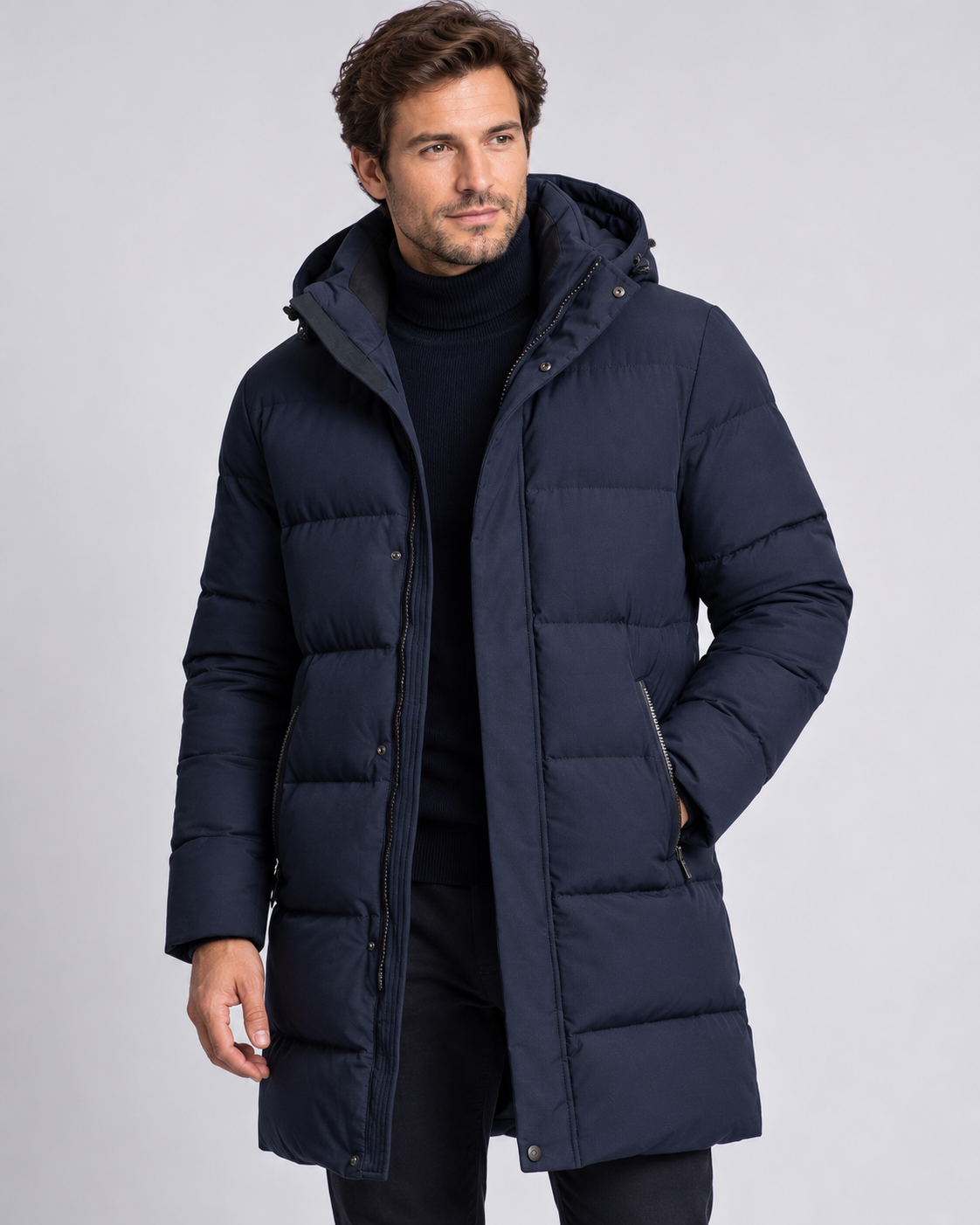Men's Long Hooded Puffer Jacket