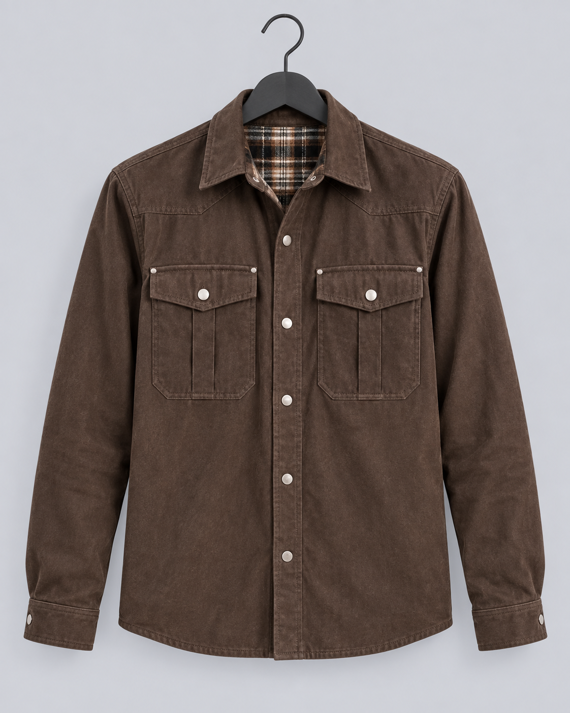 Men's Overshirt Jacket | Versatile Layering with Plaid-Lined Shirt