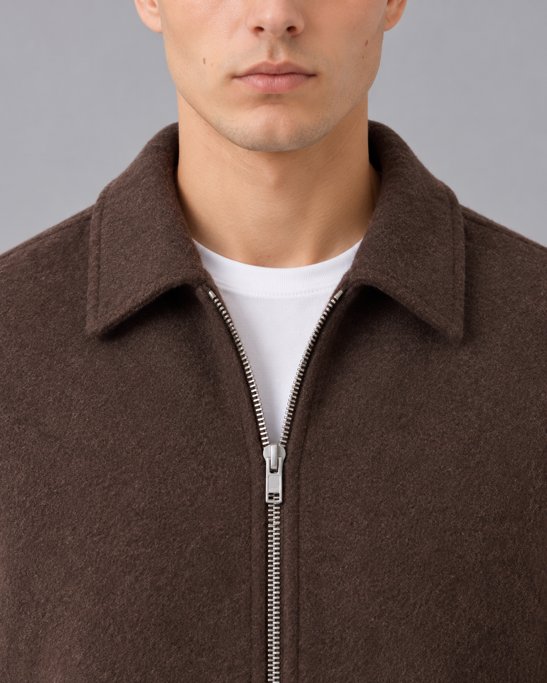 Men's Wool Jacket with Zip Fastening