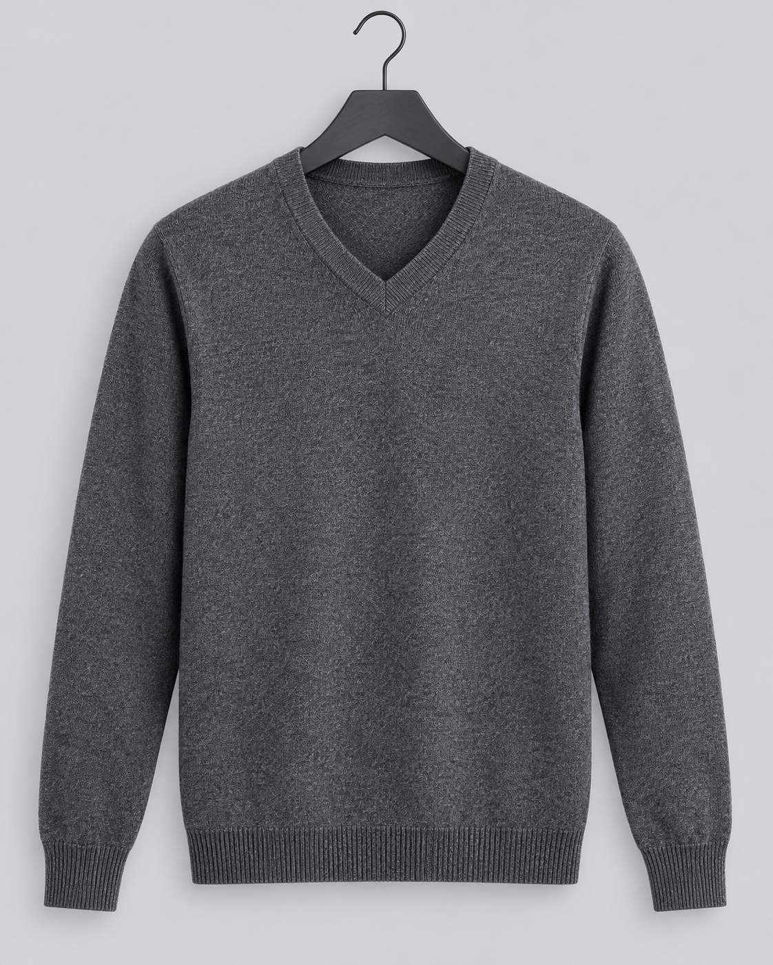 Men's V-Neck Jumper – Soft Knit Long Sleeve Sweater, Relaxed Tailored Fit