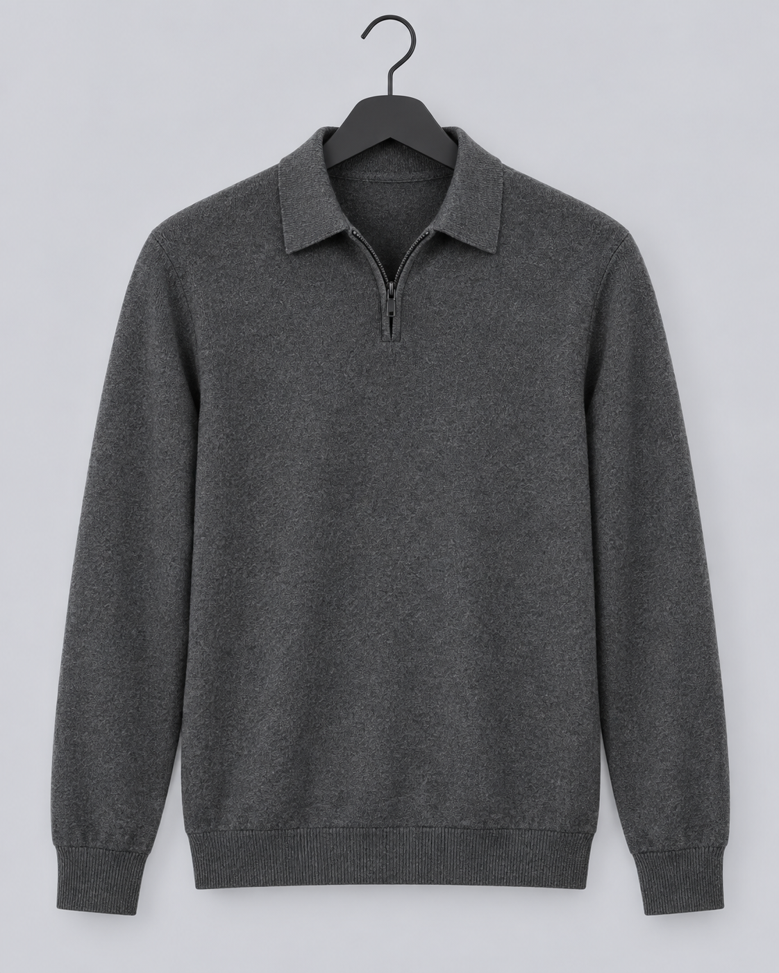 Men's Quarter-Zip Polo Jumper | Fine Knit Smart-Casual Sweater