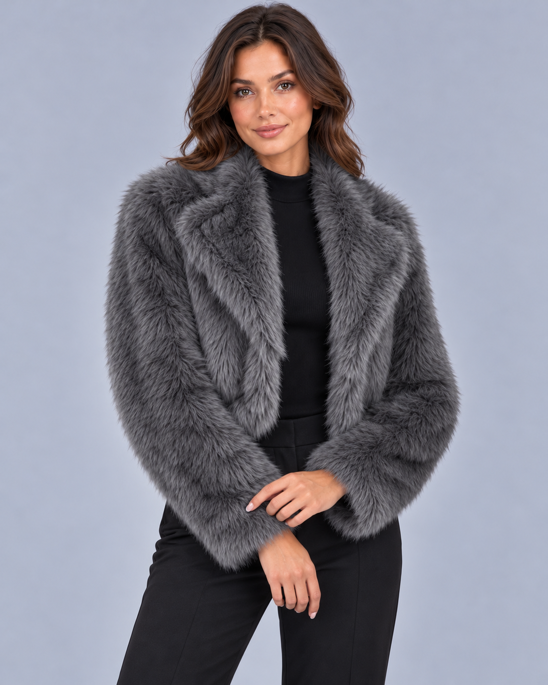 Women's Cropped Faux Fur Jacket