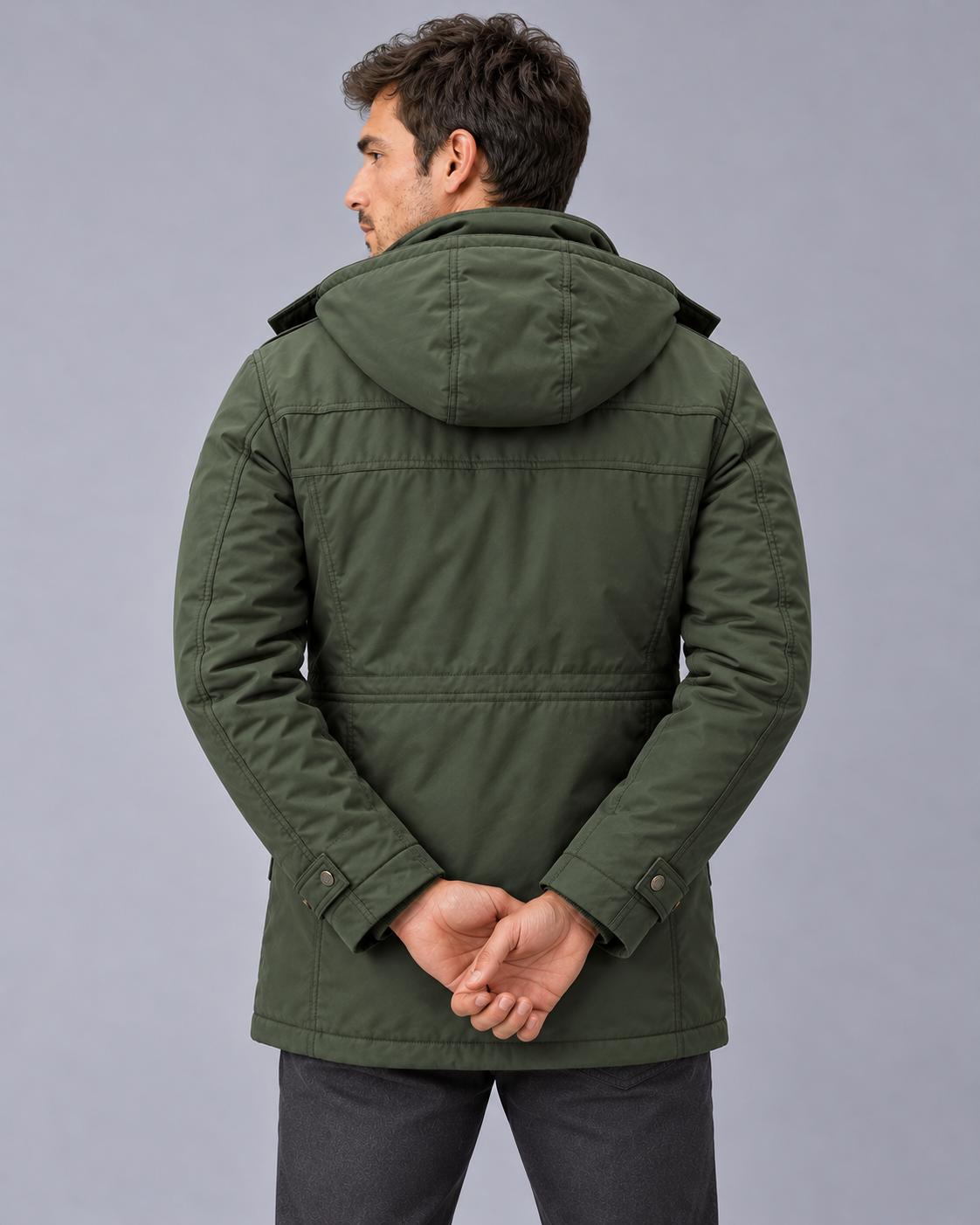 Men's Hooded Winter Parka with Pockets