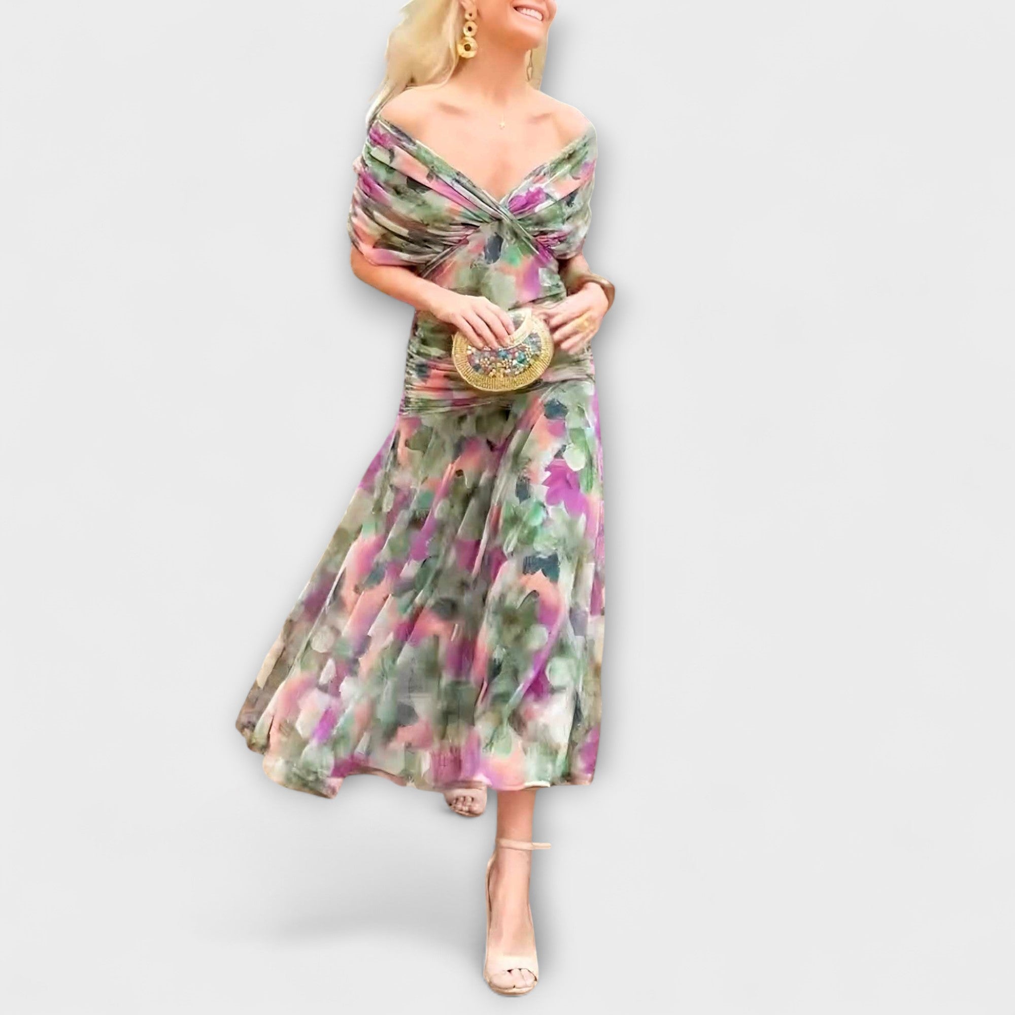Stylish V-Neck Maxi Dress