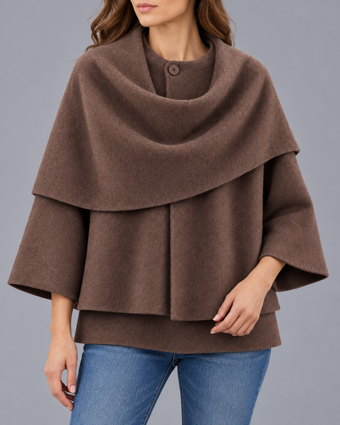 Women's Cape Collar Scarf Coat | Pullover Jacket with Raglan Sleeves