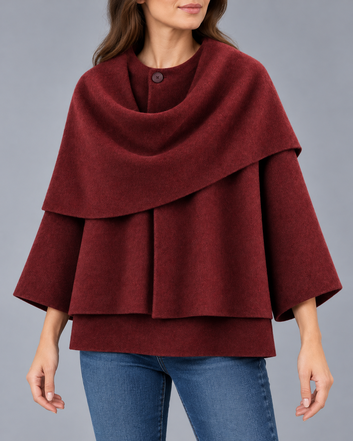 Women's Cape Collar Scarf Coat | Pullover Jacket with Raglan Sleeves