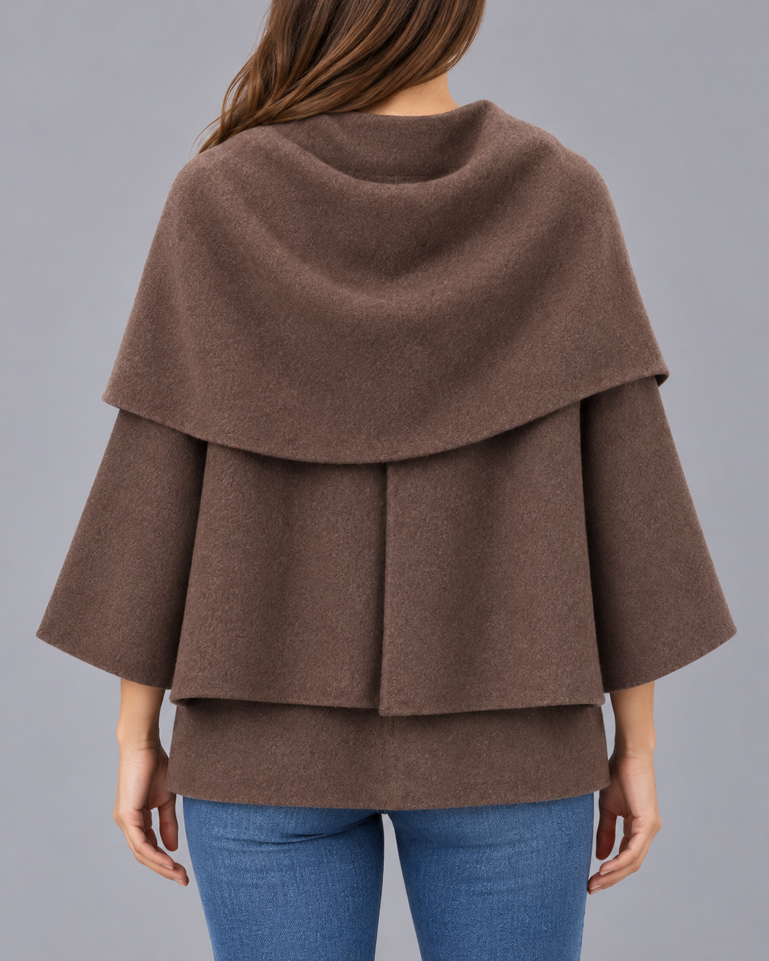 Women's Cape Collar Scarf Coat | Pullover Jacket with Raglan Sleeves