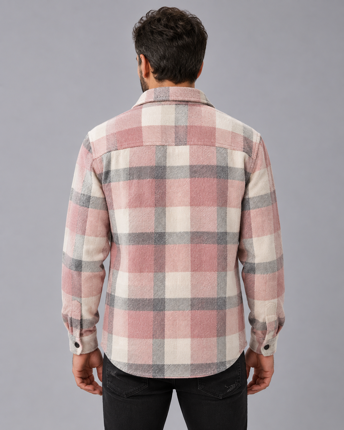 Men's Check Overshirt – Button-Through Shirt Jacket with Chest Pocket