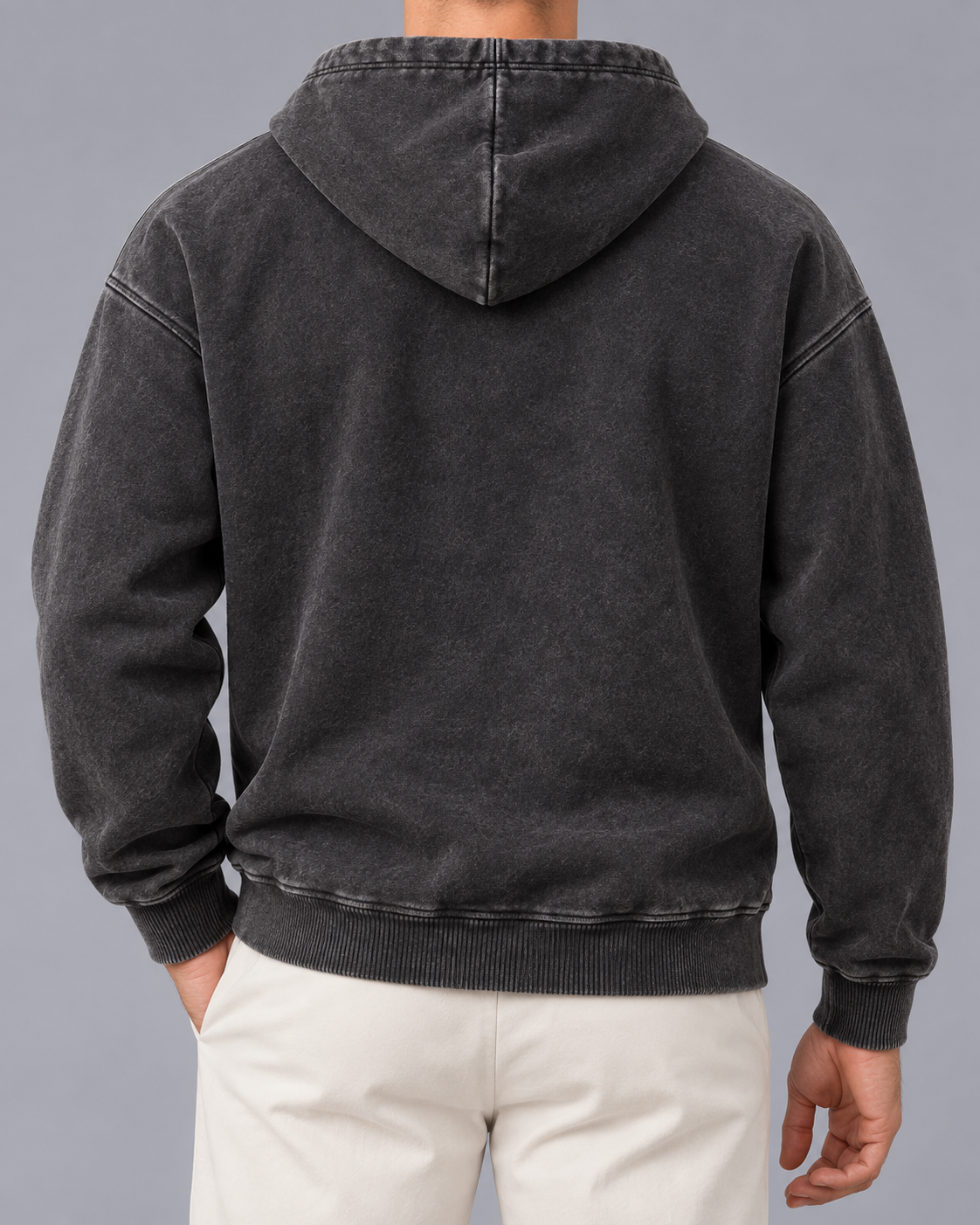 Men's Oversized Zip-Up Hoodie | Washed Fleece Full-Zip Sweatshirt