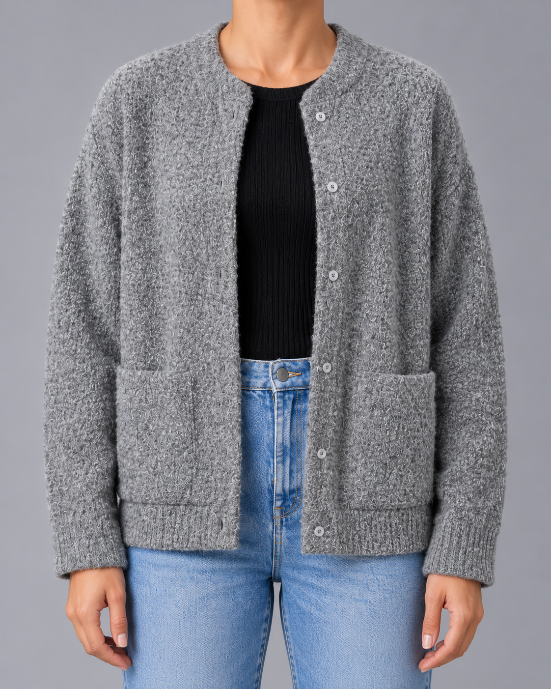 Women's Oversized Open Front Jacket – Relaxed Fit