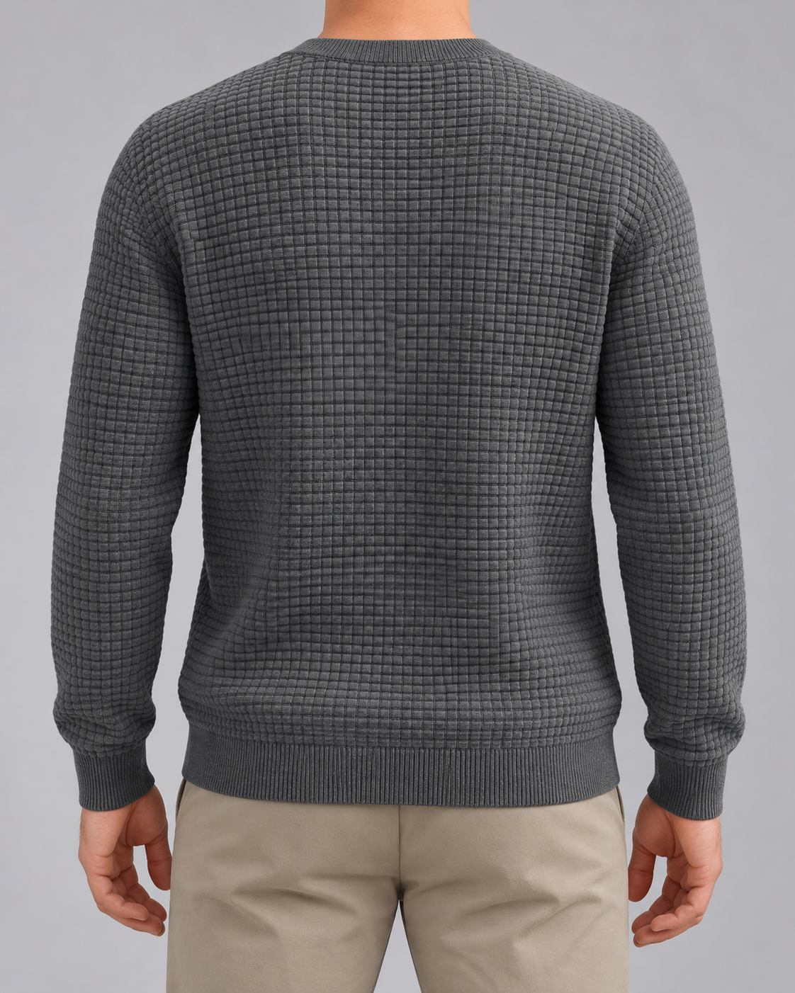 Men's Waffle-Knit Crew Neck Jumper