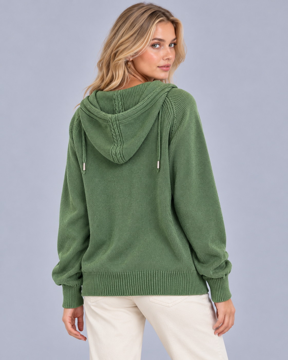Women's Cable Knit Zip Up Hoodie
