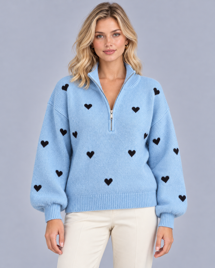 Women's High Neck Heart Jumper