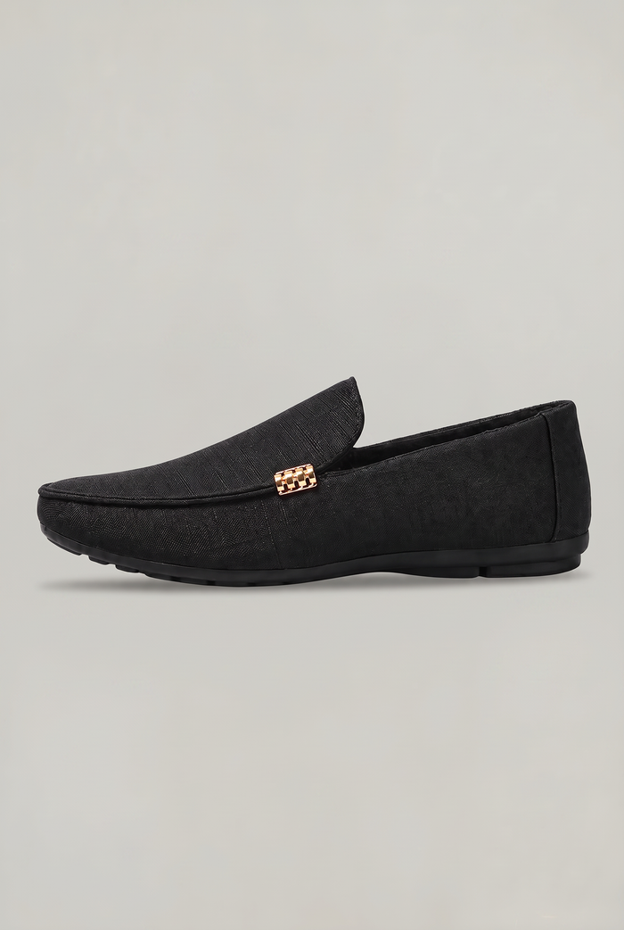 Men's Canvas Slip-On Loafers with Metal Detail