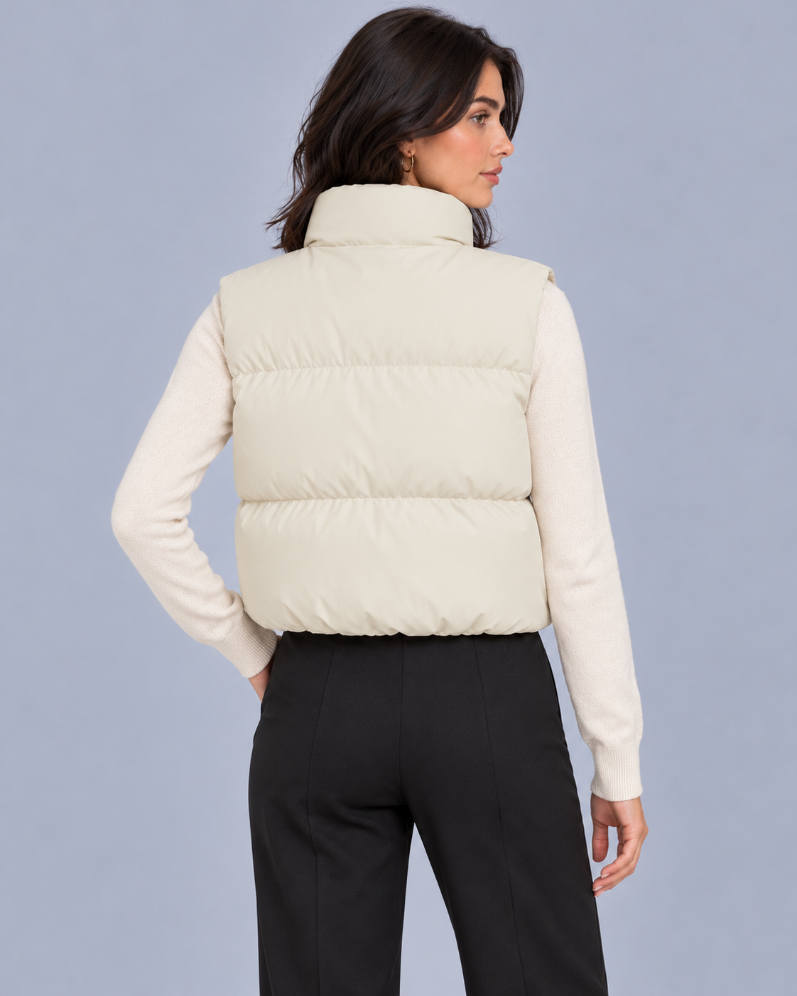 Women's Cropped Puffer Gilet with Drawstring Hem