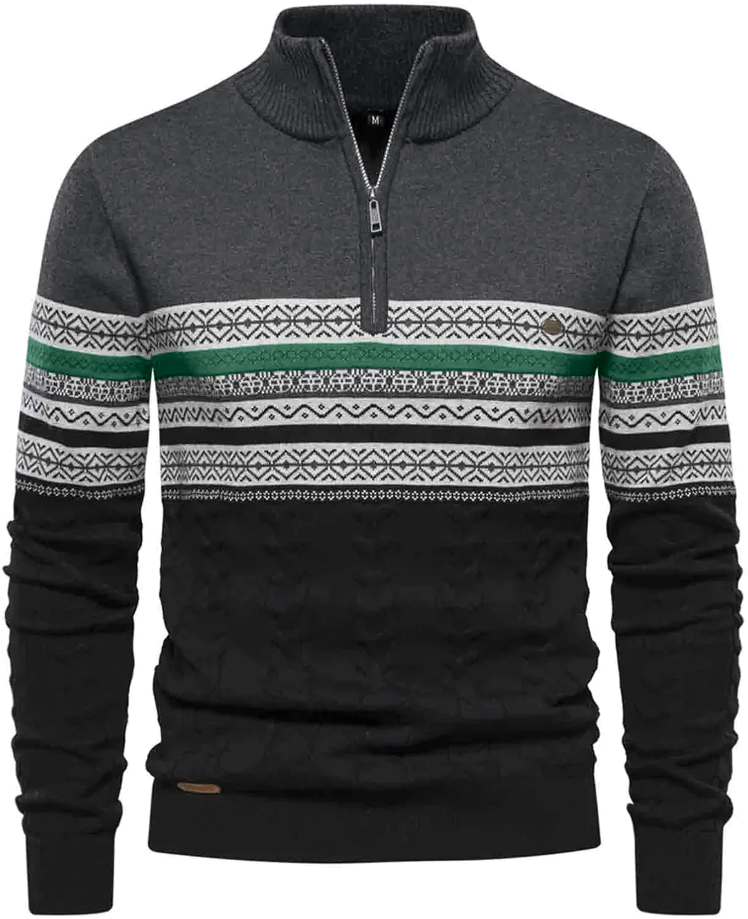Men's Quarter Zip Jumper – Cotton Knit, Stand Collar