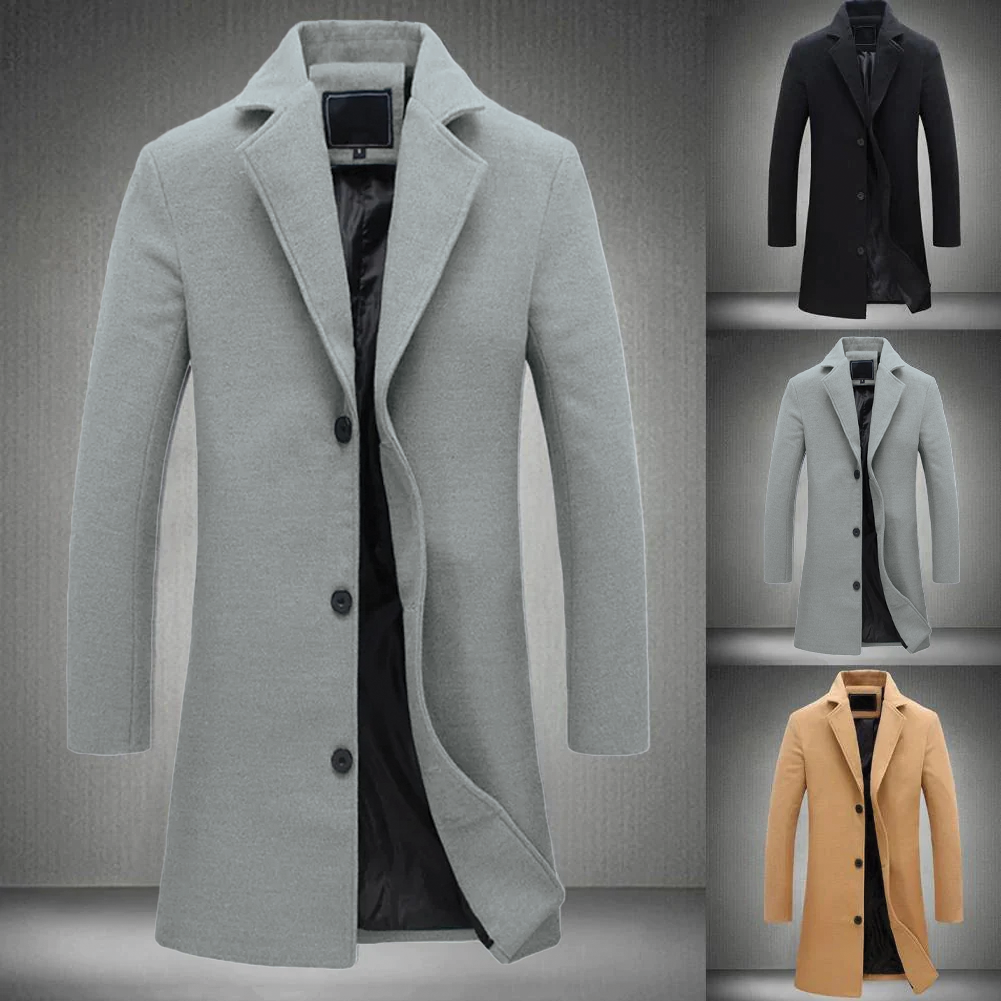 Men's Tailored Overcoat – Knee Length, Notched Lapel