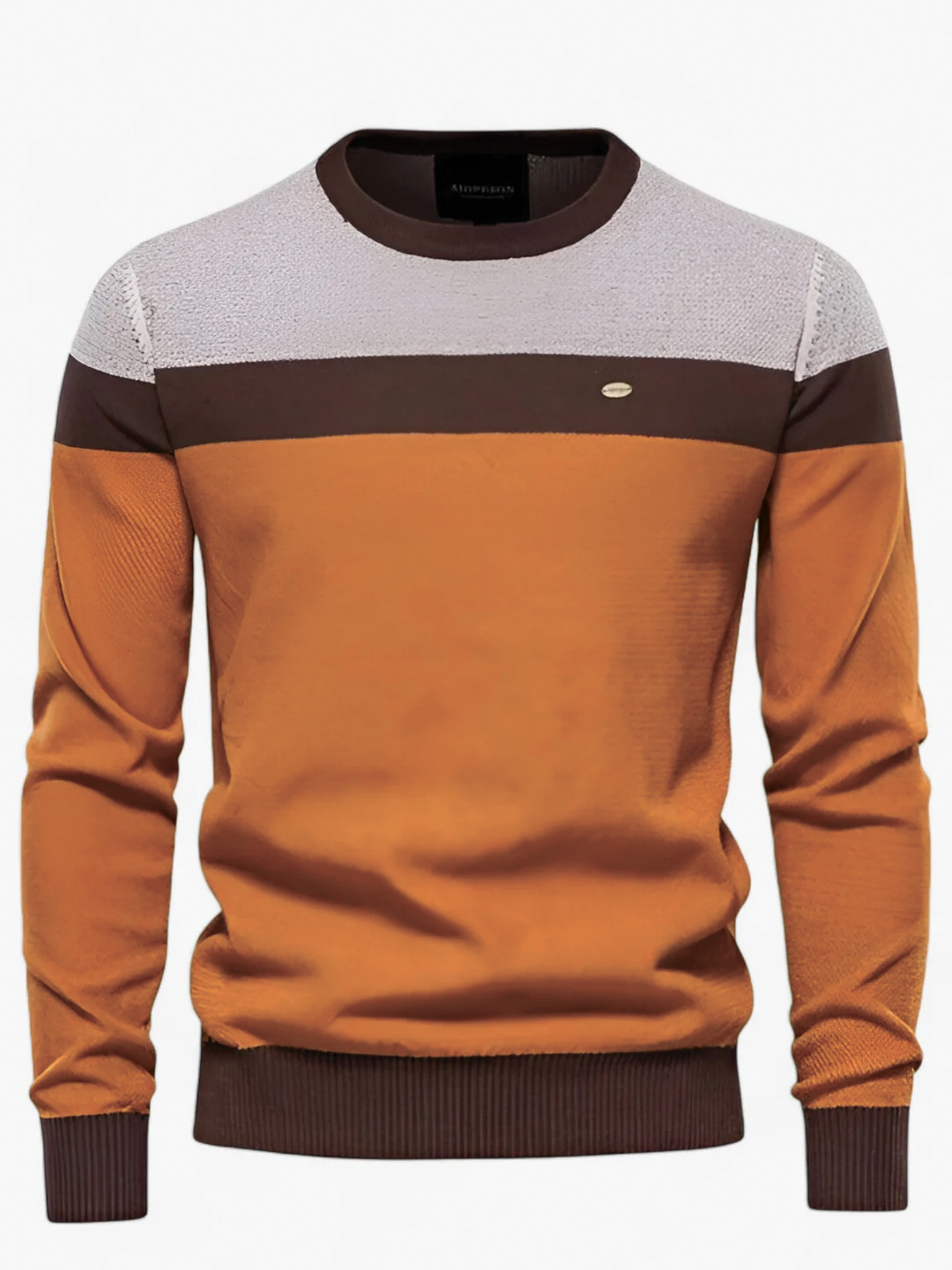 Men's Colour Block Jumper – Cotton Crew Neck, Regular Fit