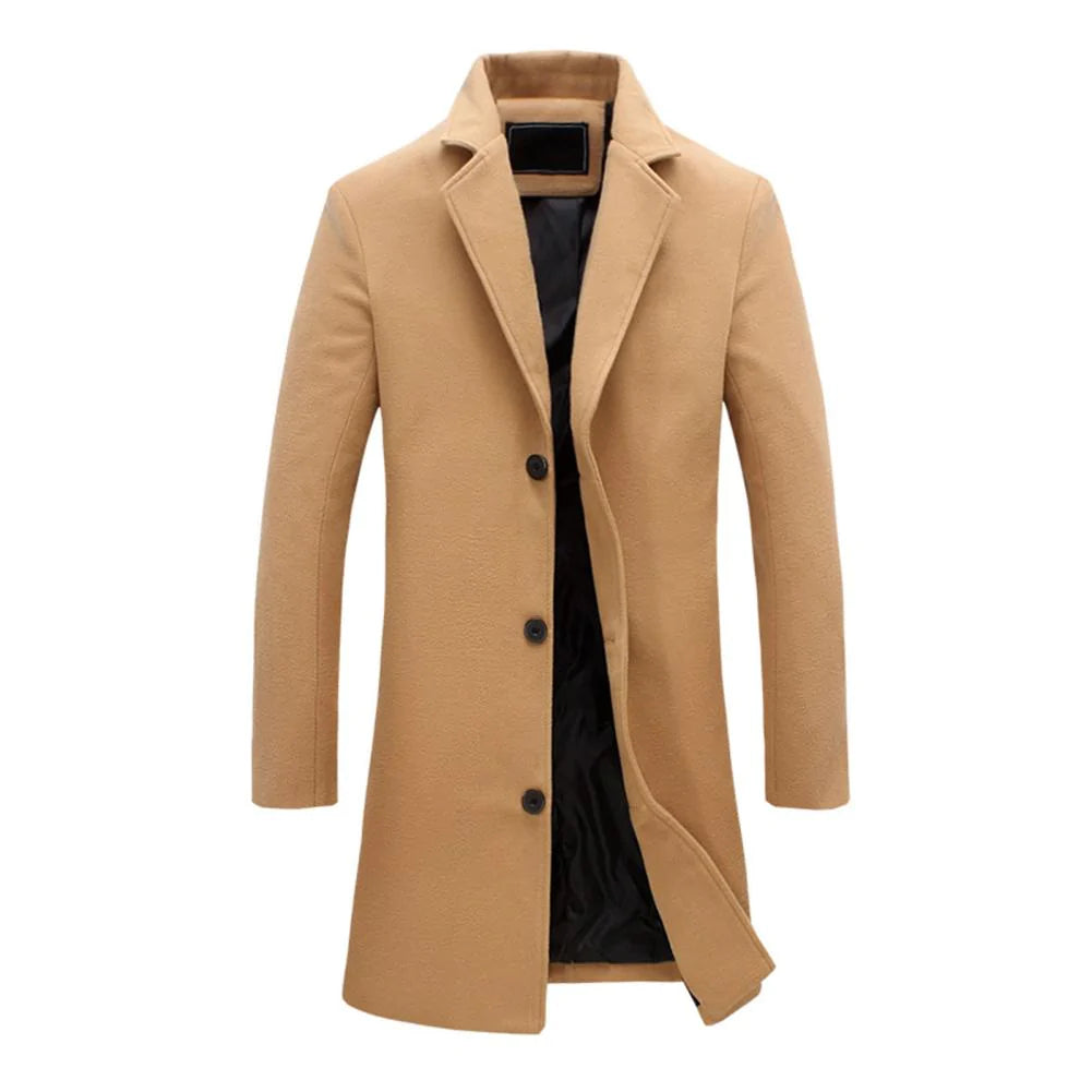 Men's Tailored Overcoat – Knee Length, Notched Lapel