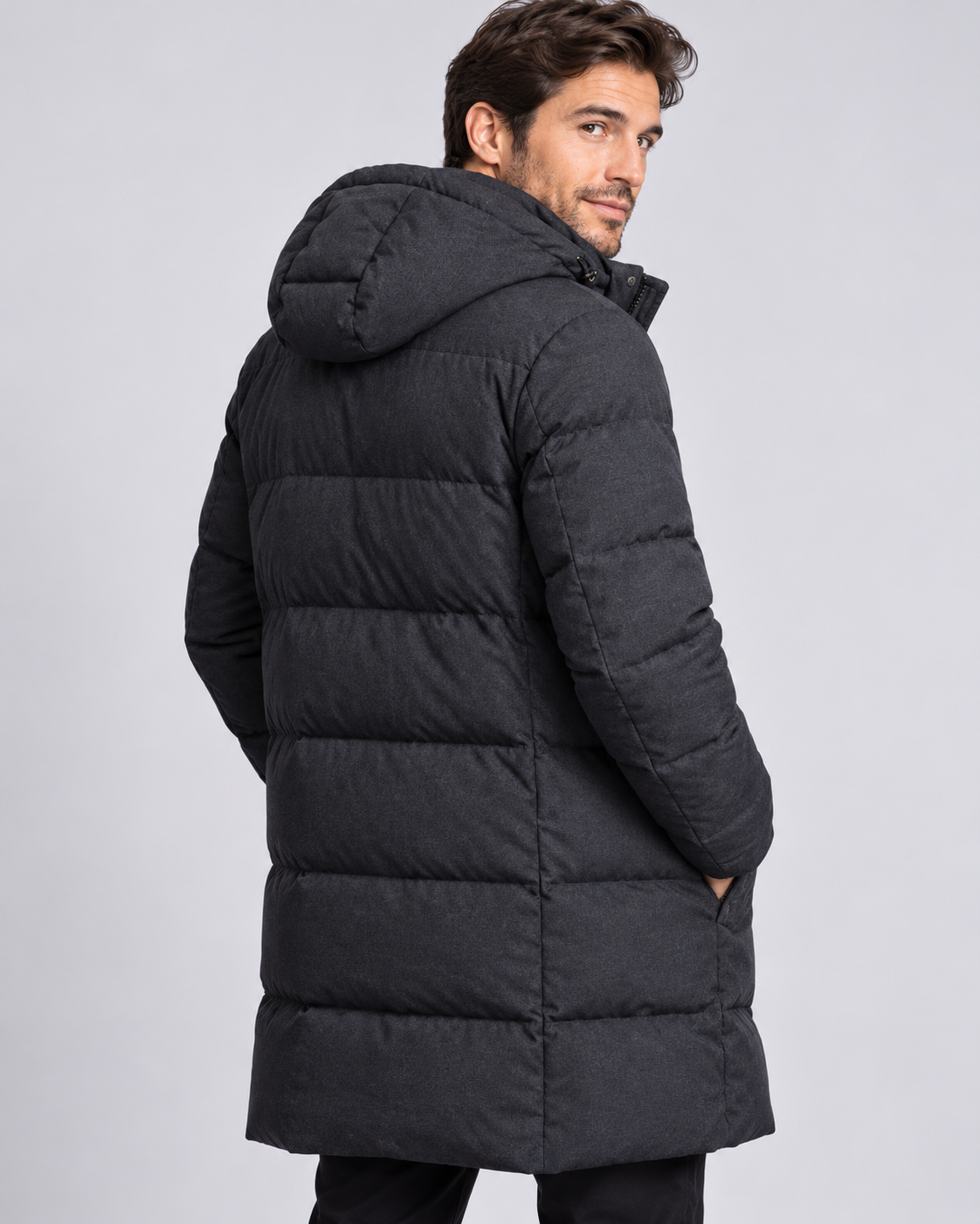 Men's Long Hooded Puffer Jacket