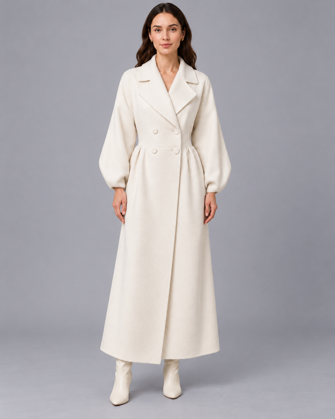 Women's White Double Breasted Coat – Tailored Longline