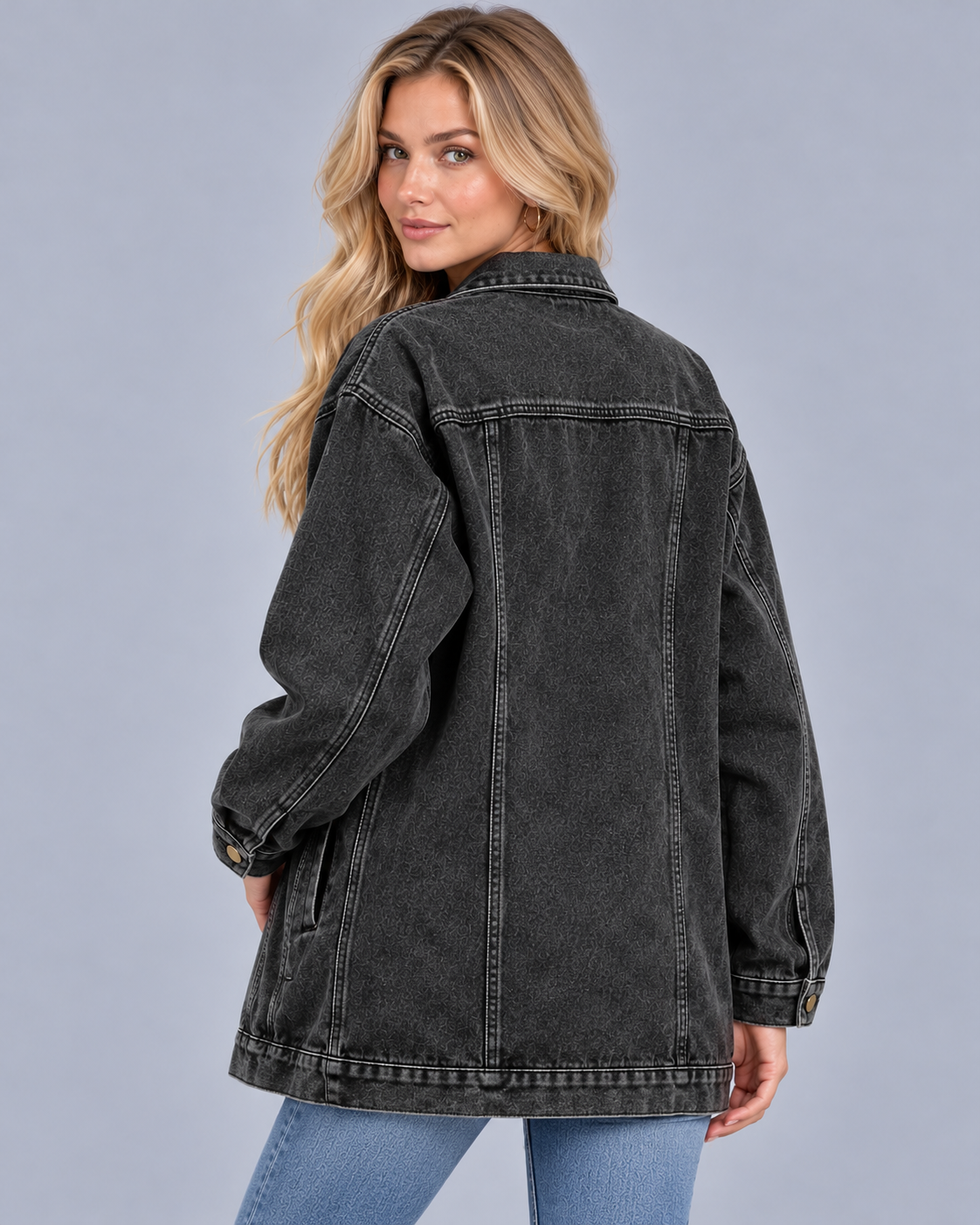 Women's Classic Denim Jacket with Chest Pockets