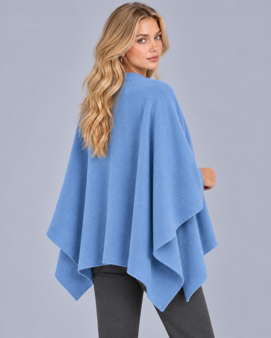 Women's Wool Knit Shawl with Open Front