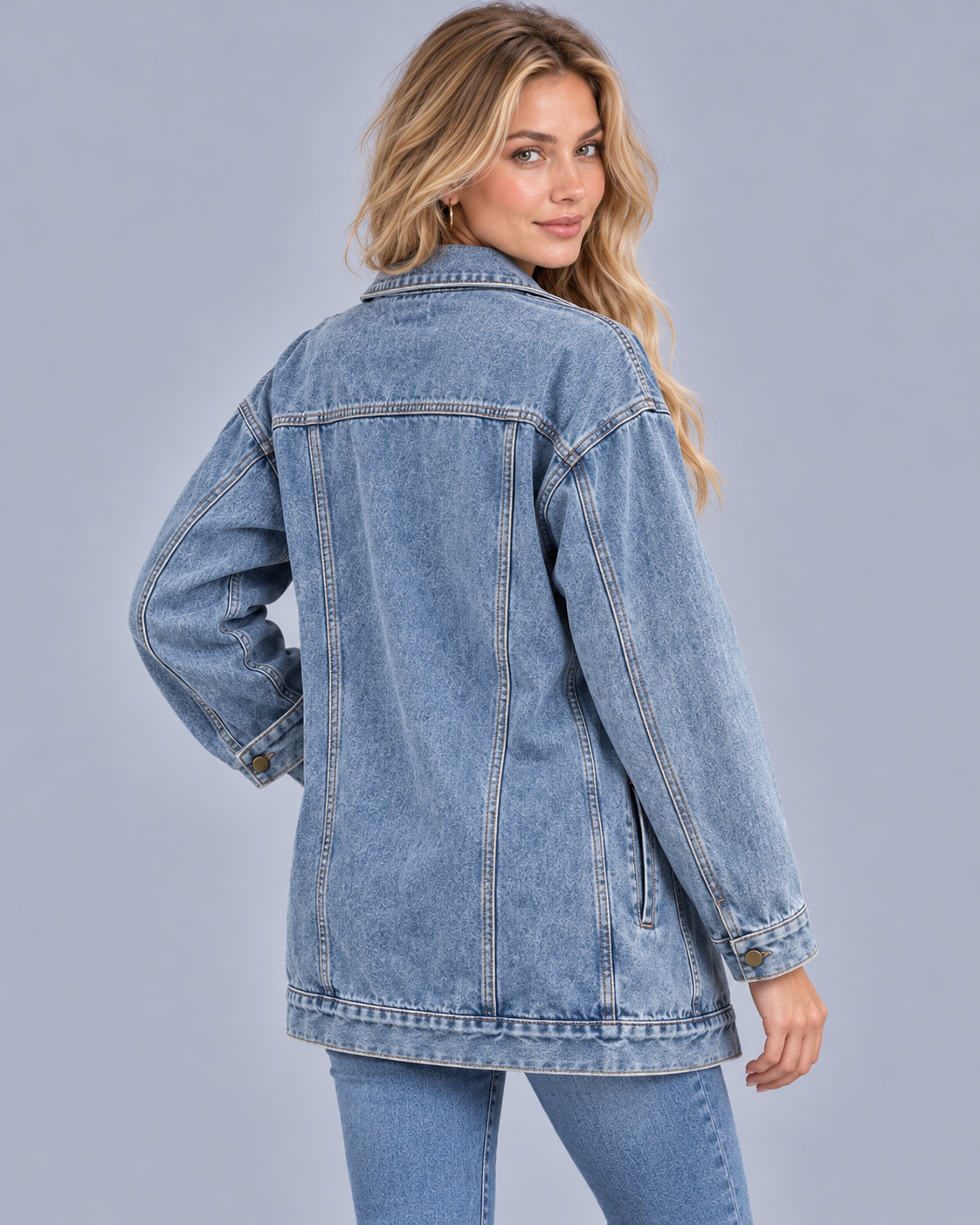 Women's Classic Denim Jacket with Chest Pockets