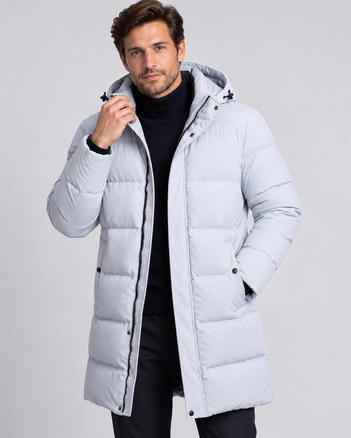 Men's Long Hooded Puffer Jacket