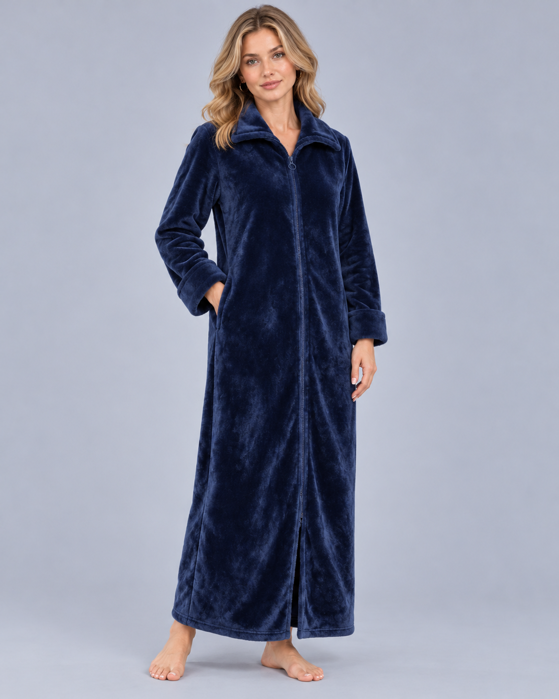 Women's Fleece Zip Up Dressing Gown