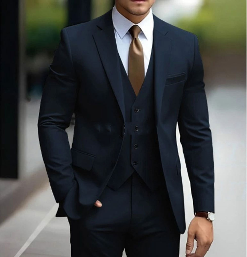 Men's Three Piece Suit – Single Button Blazer, Slim Fit
