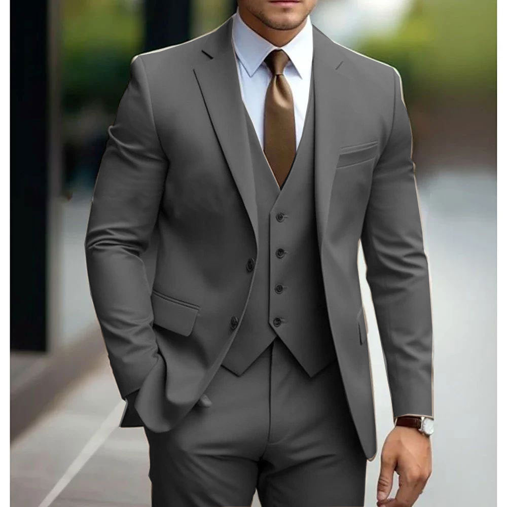 Men's Three Piece Suit – Single Button Blazer, Slim Fit