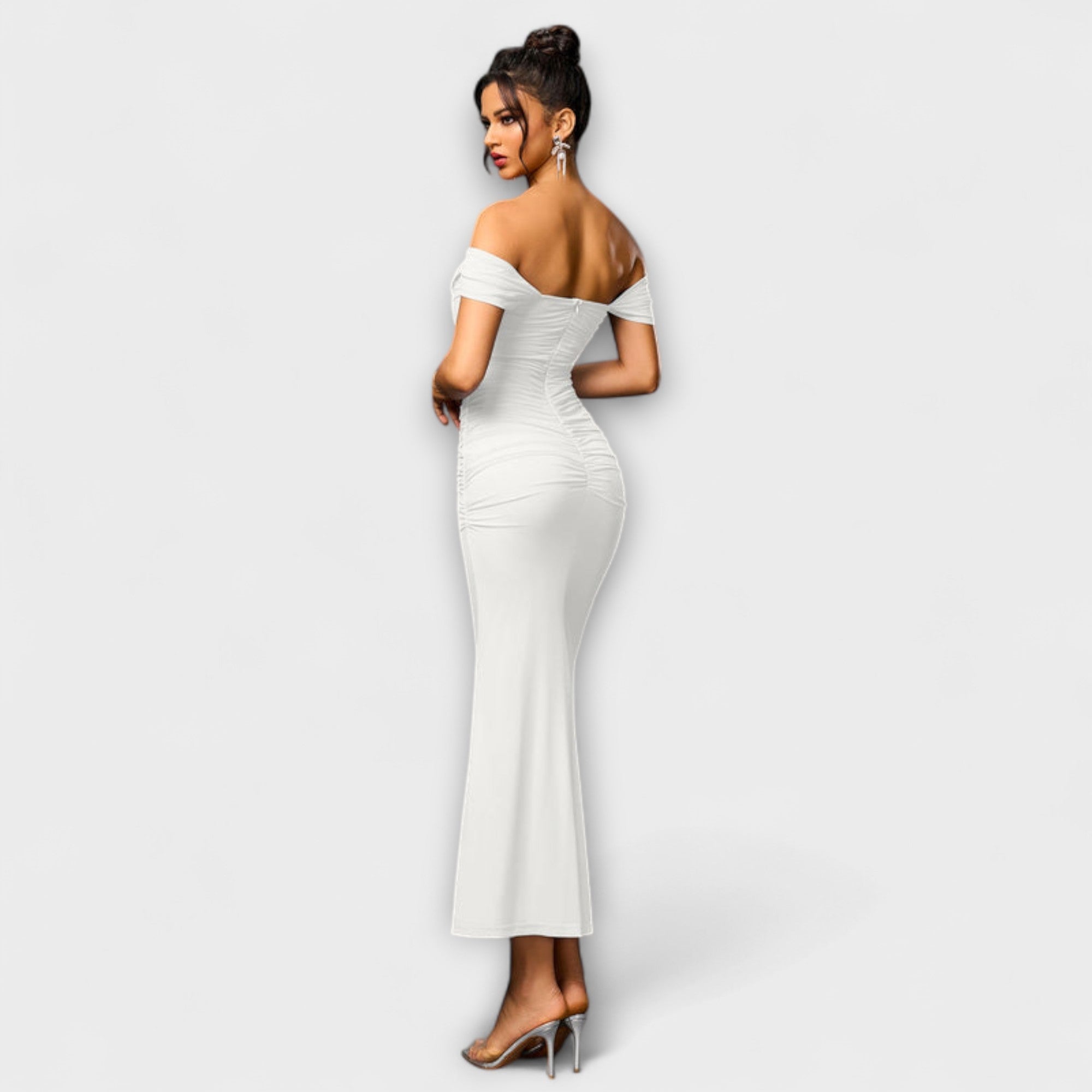 Off-Shoulder Ruched Bodycon Dress