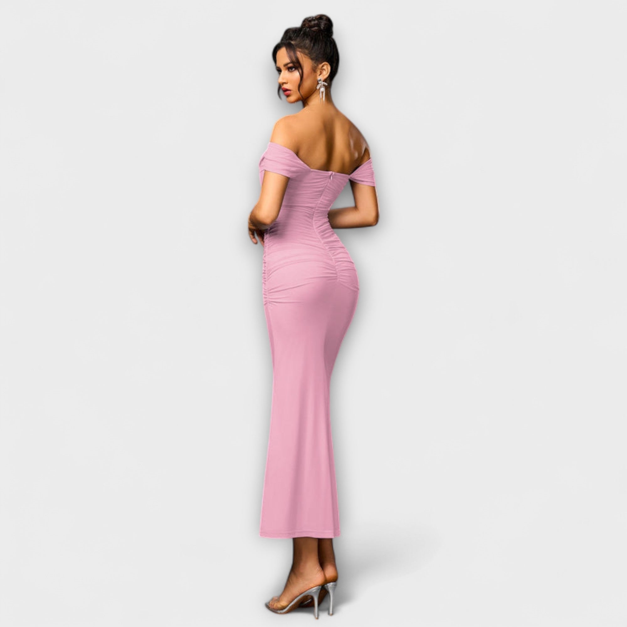 Off-Shoulder Ruched Bodycon Dress