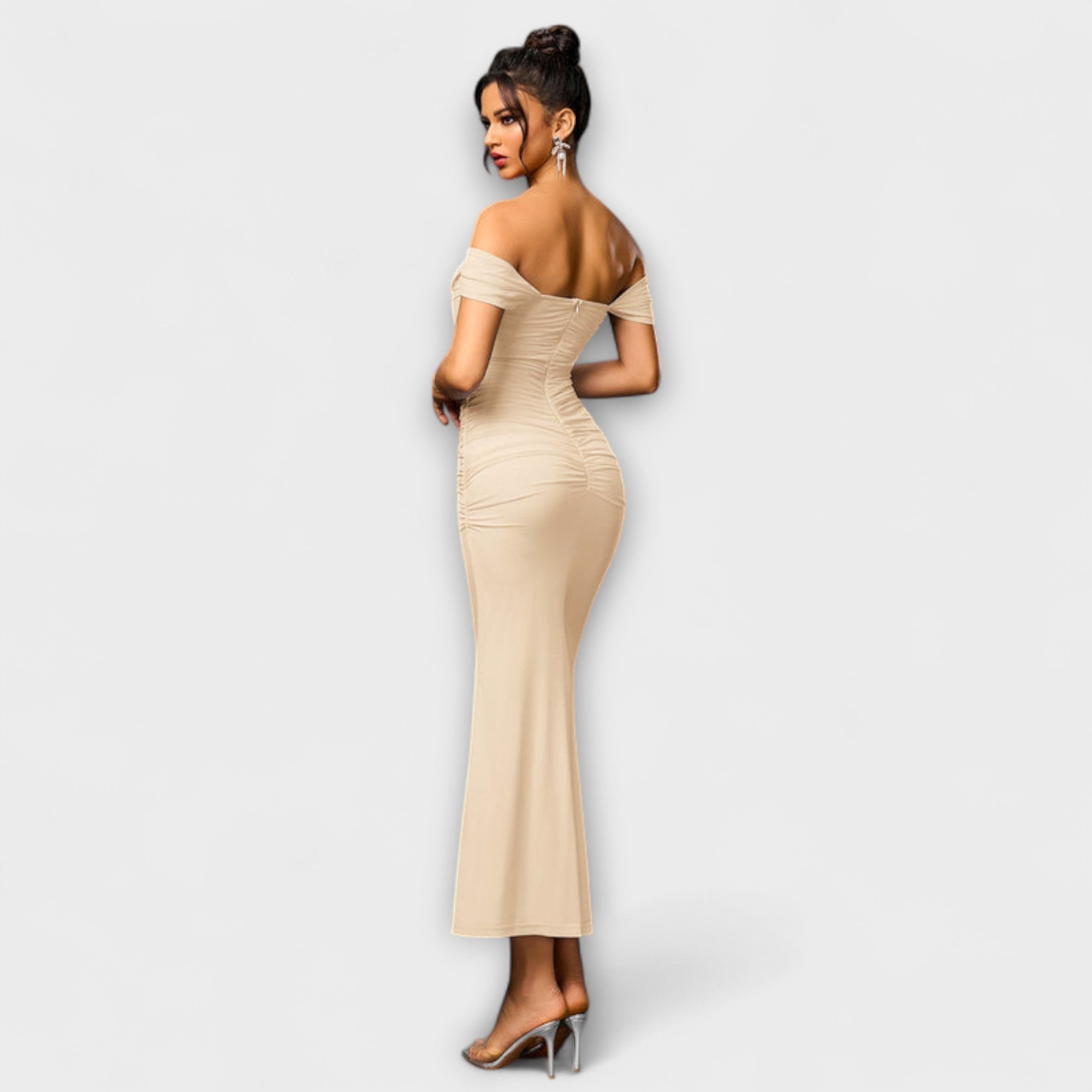 Off-Shoulder Ruched Bodycon Dress