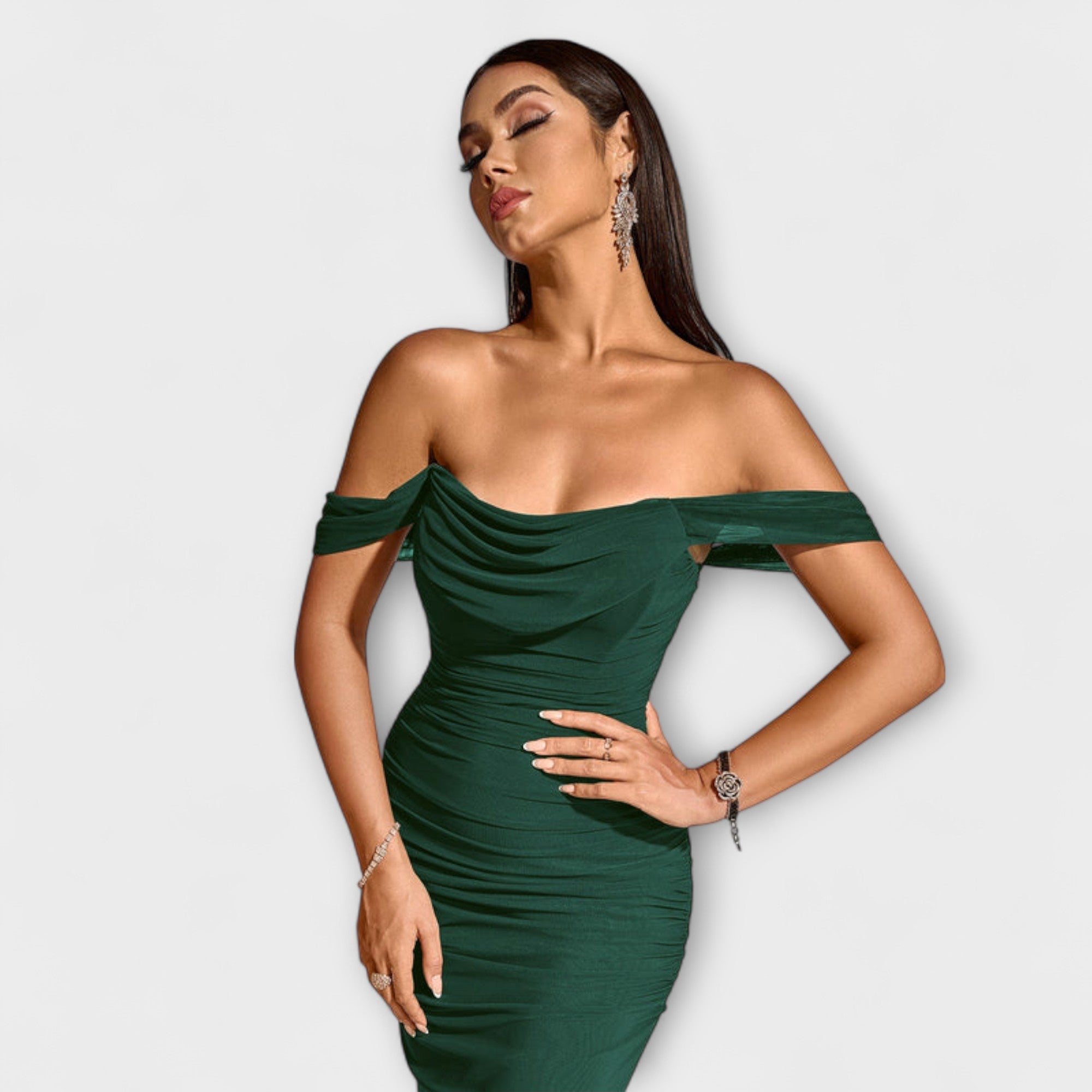Off-Shoulder Ruched Bodycon Dress
