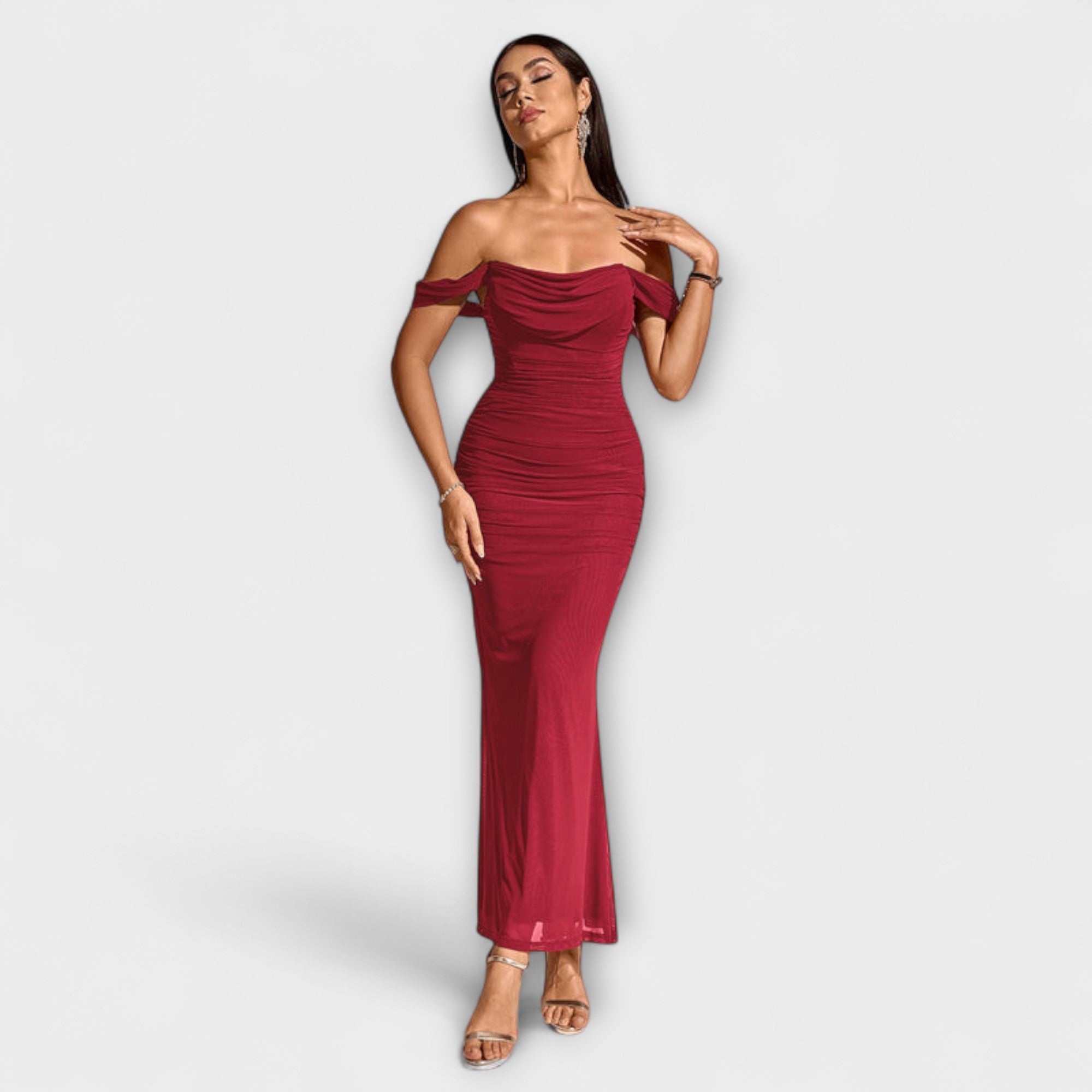 Off-Shoulder Ruched Bodycon Dress