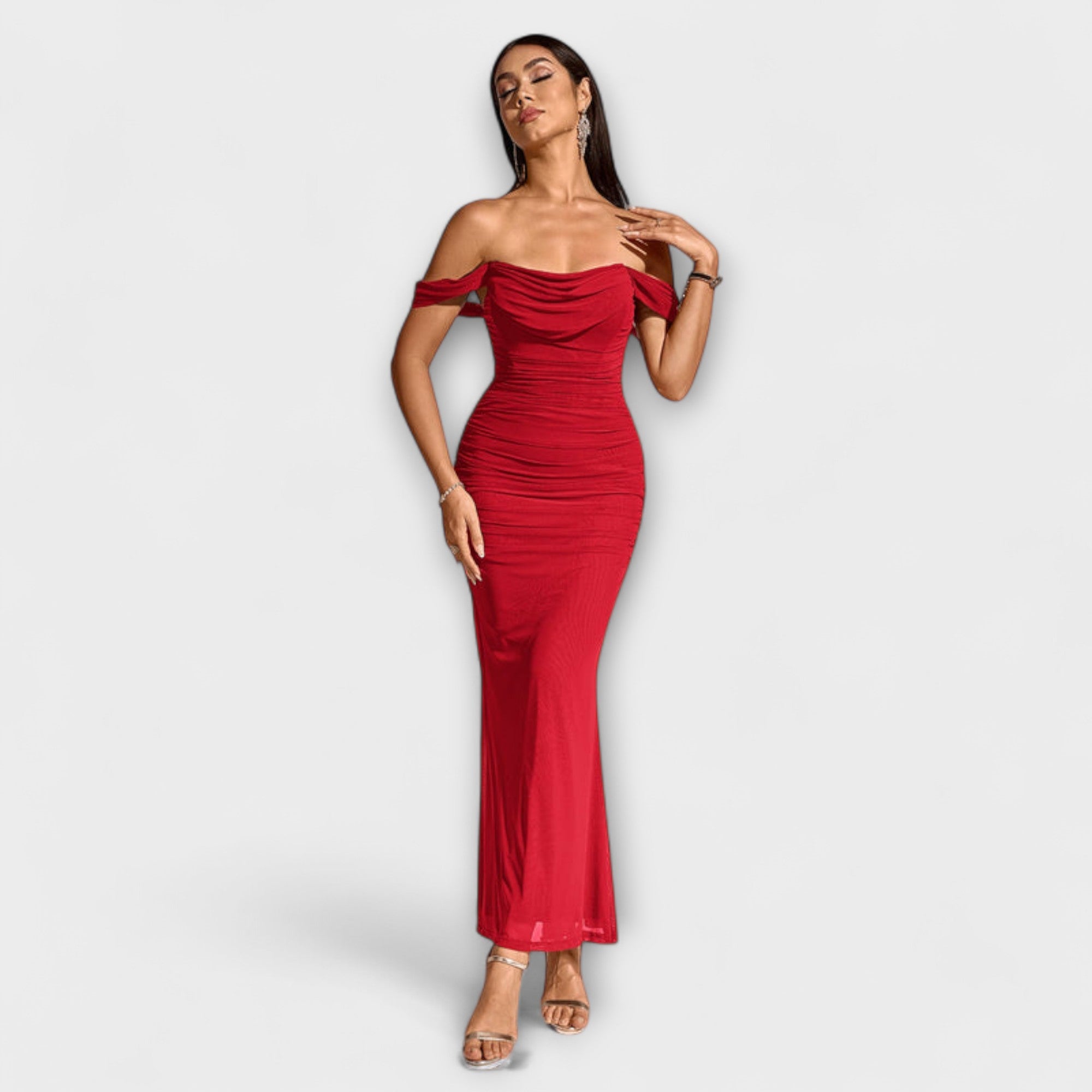 Off-Shoulder Ruched Bodycon Dress