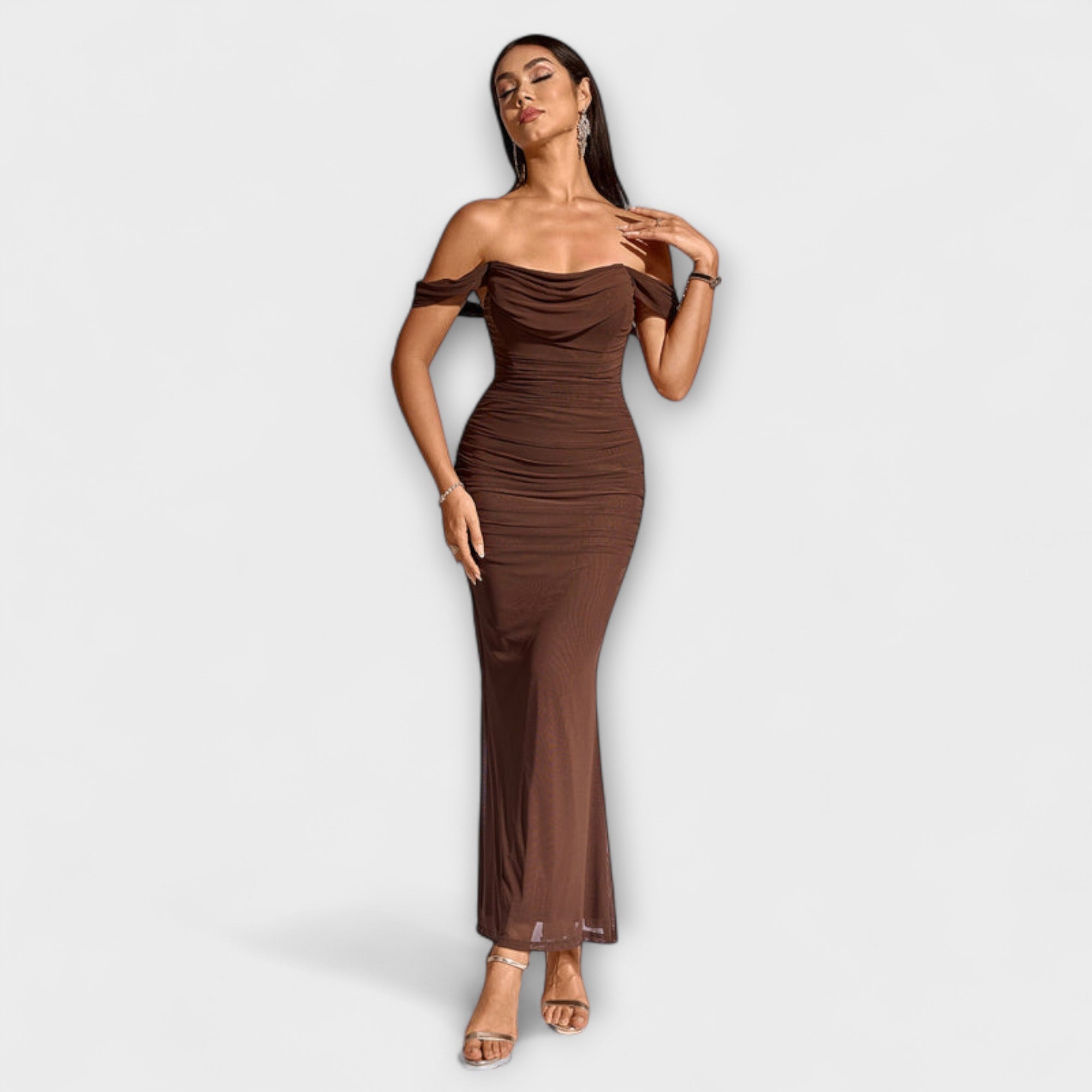 Off-Shoulder Ruched Bodycon Dress