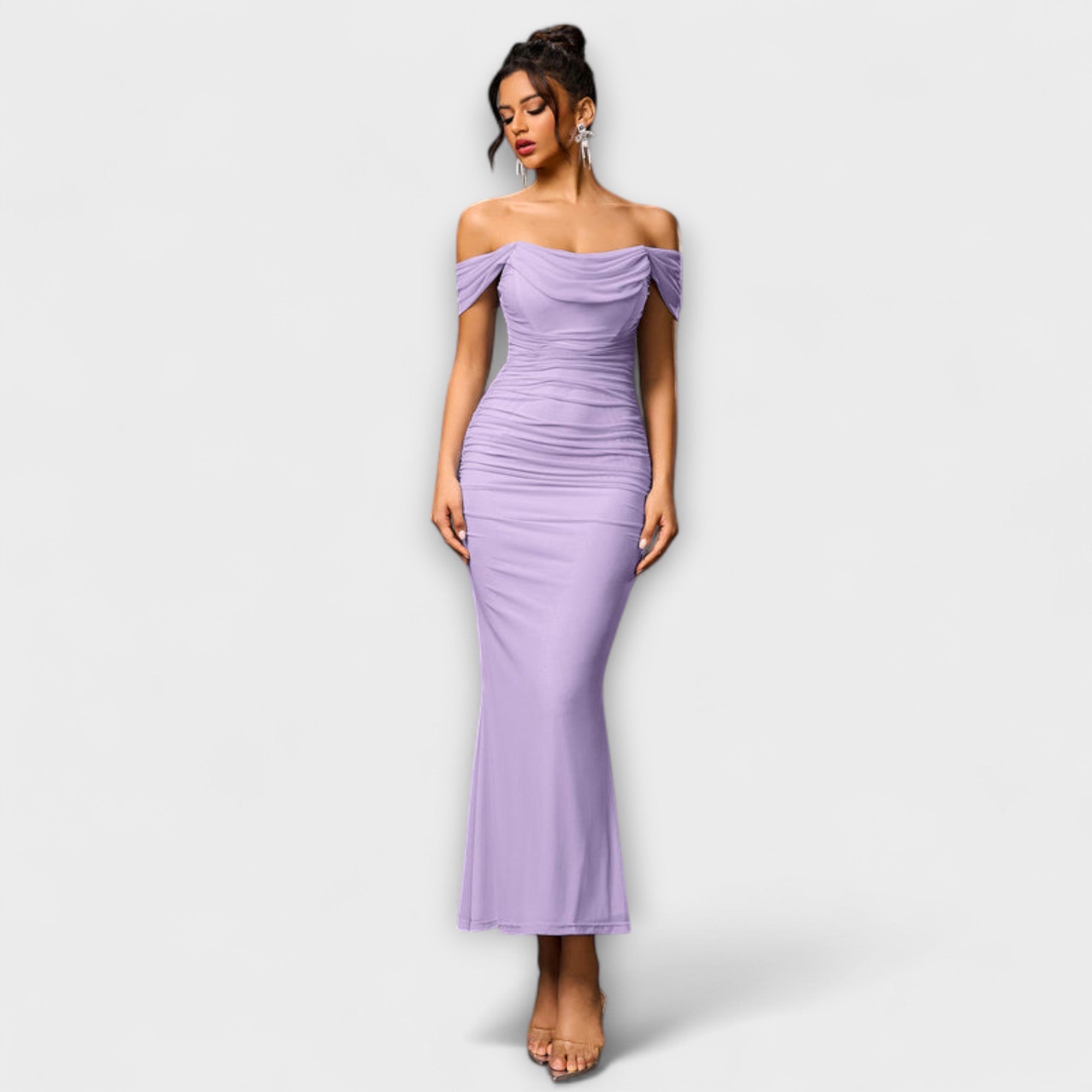 Off-Shoulder Ruched Bodycon Dress