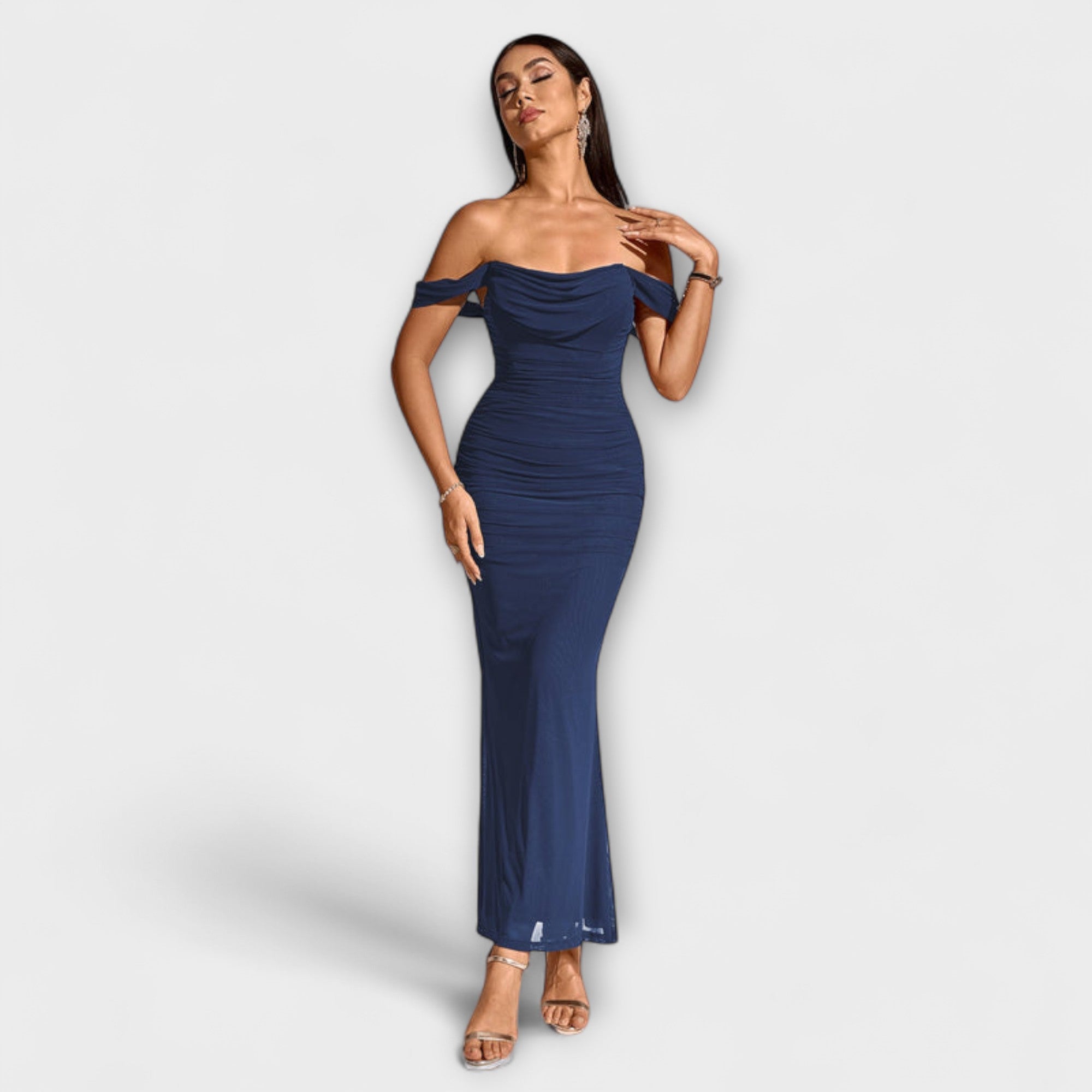 Off-Shoulder Ruched Bodycon Dress
