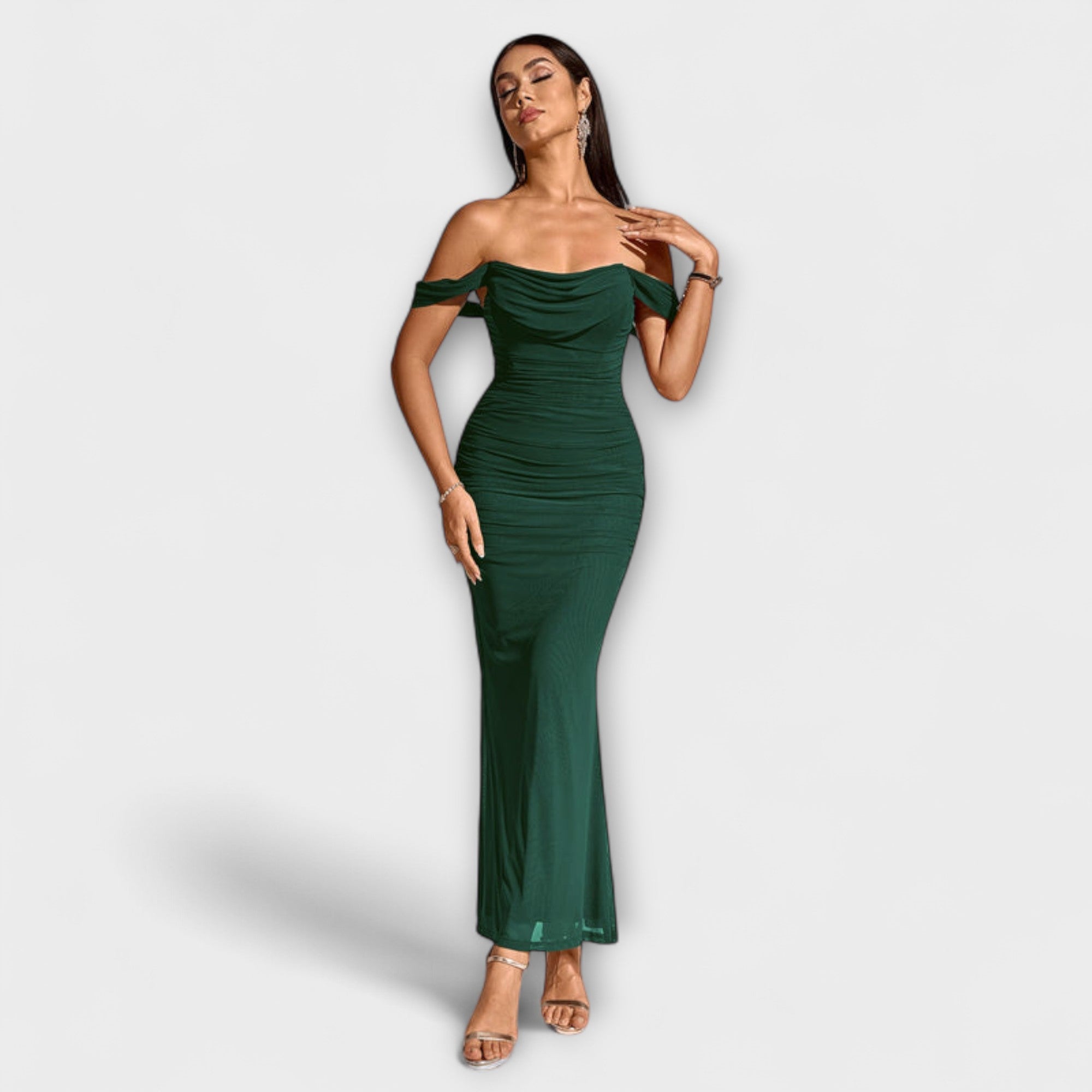 Off-Shoulder Ruched Bodycon Dress