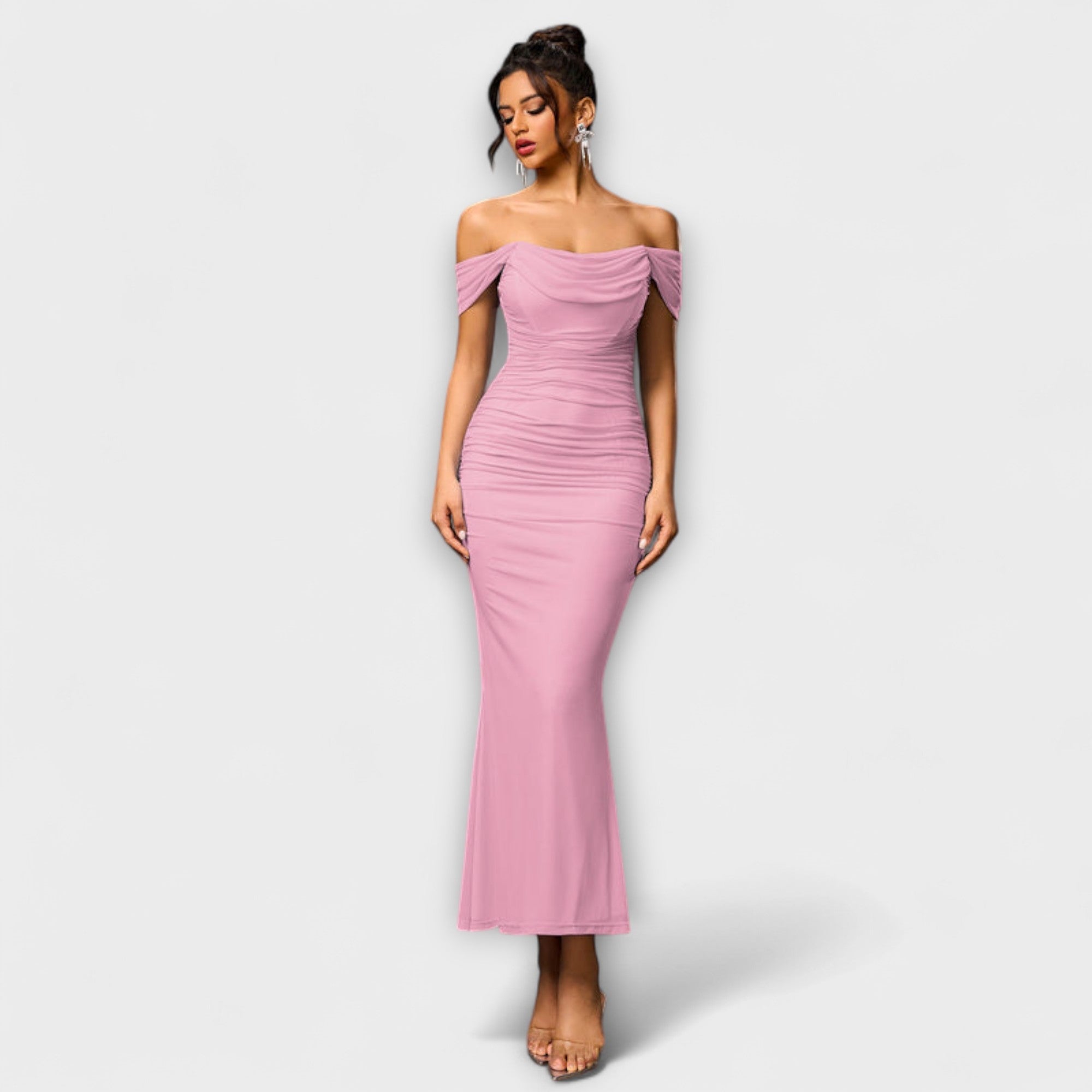 Off-Shoulder Ruched Bodycon Dress