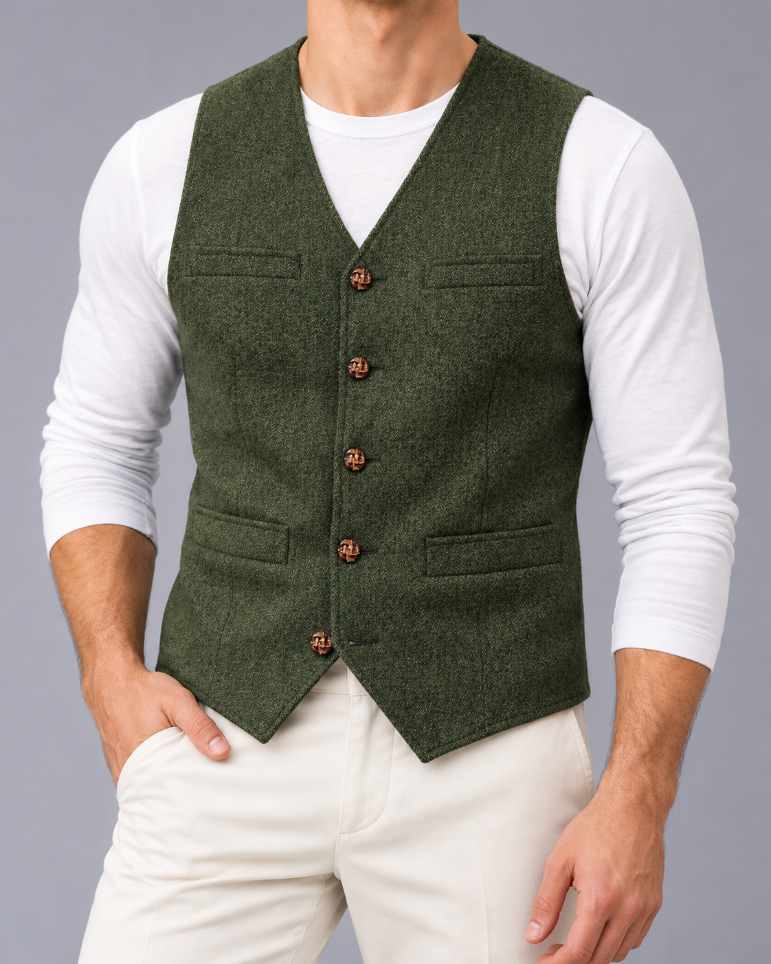 Men's Denim Gilet – Slim Fit, Button Front