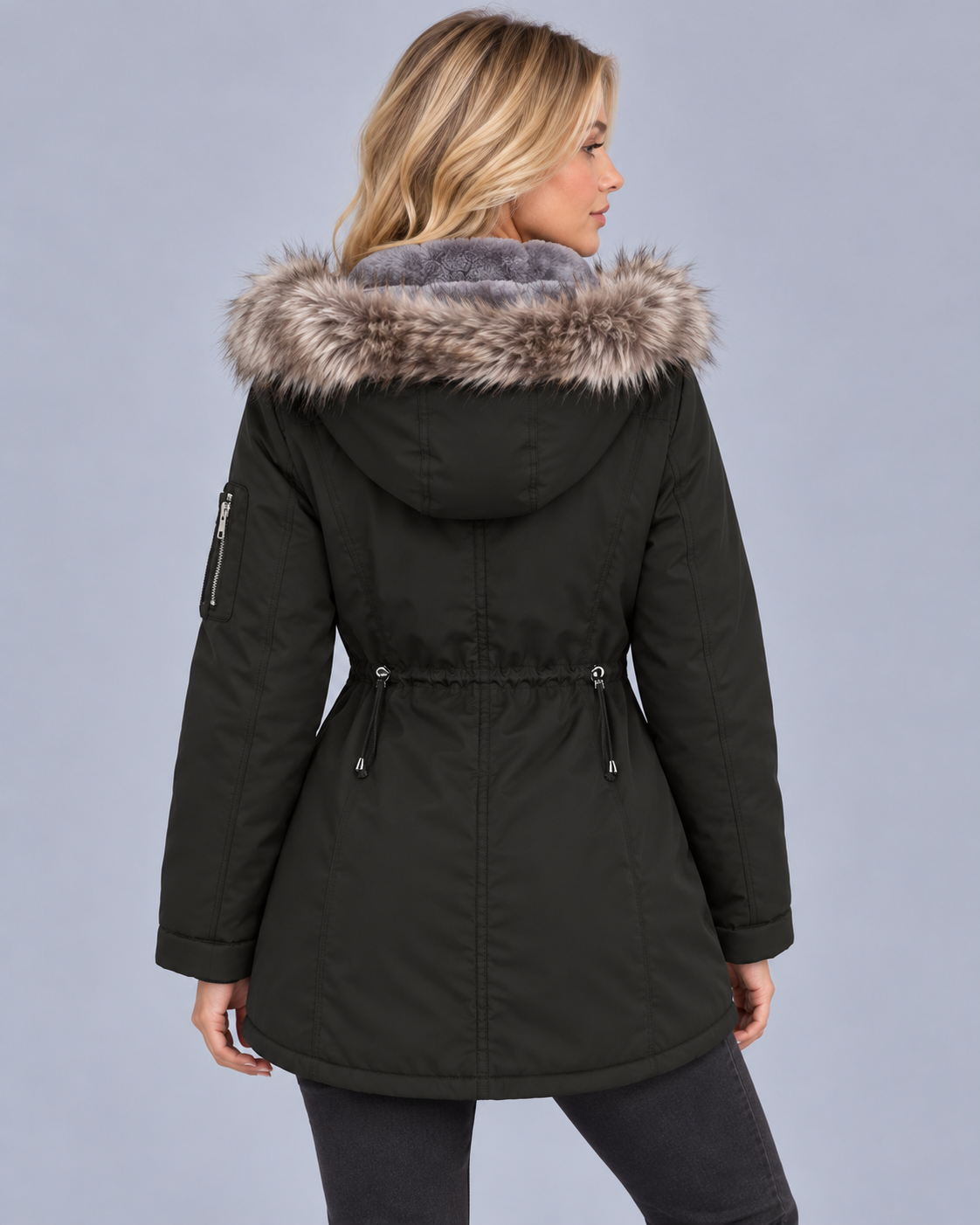 Women's Winter Parka with Faux Fur Hood