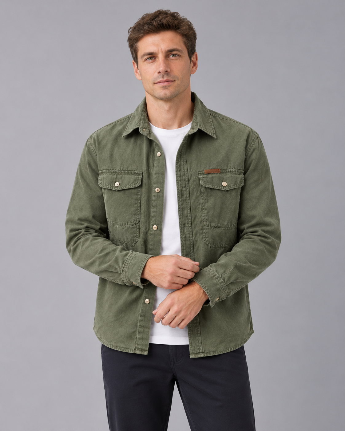 Men's Utility Overshirt with Flap Pockets