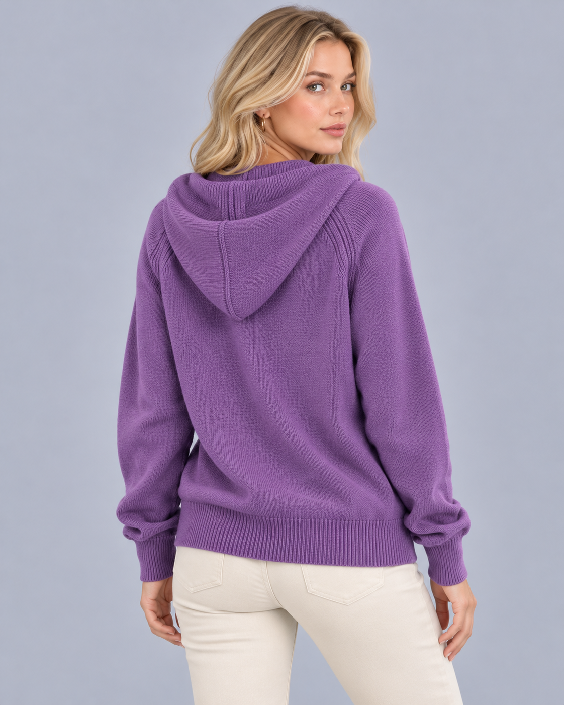 Women's Cable Knit Zip Up Hoodie