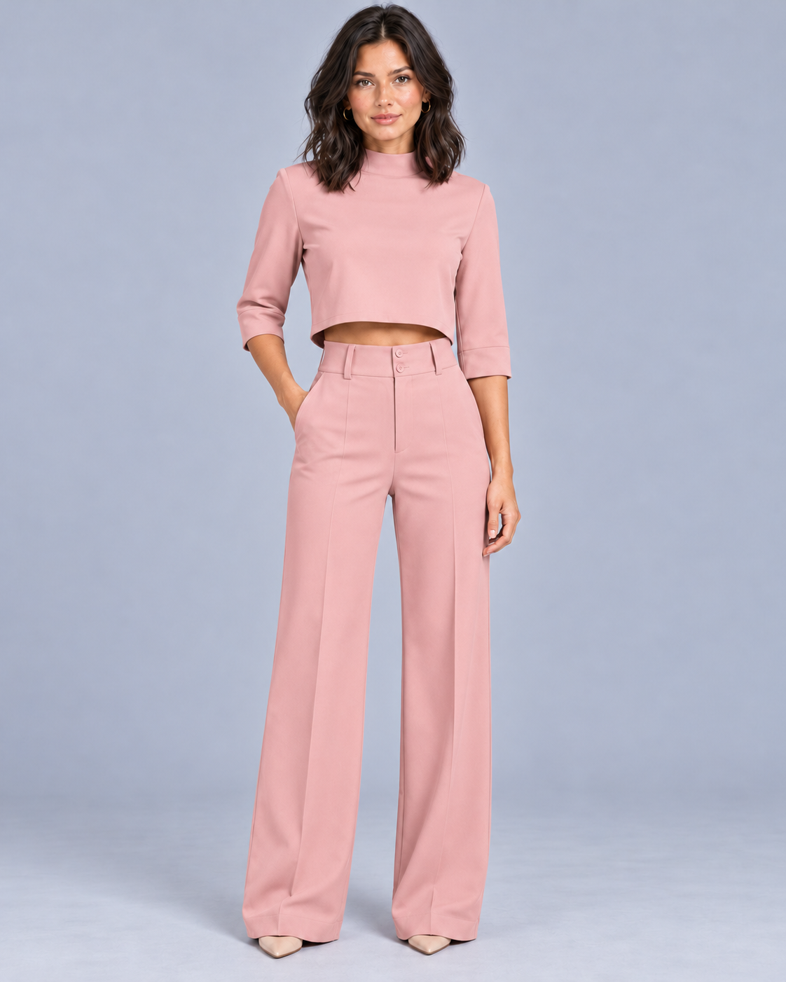Women's Co-Ord Set with Wide Leg Trousers