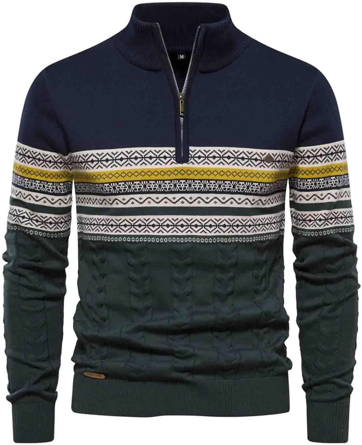 Men's Quarter Zip Jumper – Cotton Knit, Stand Collar